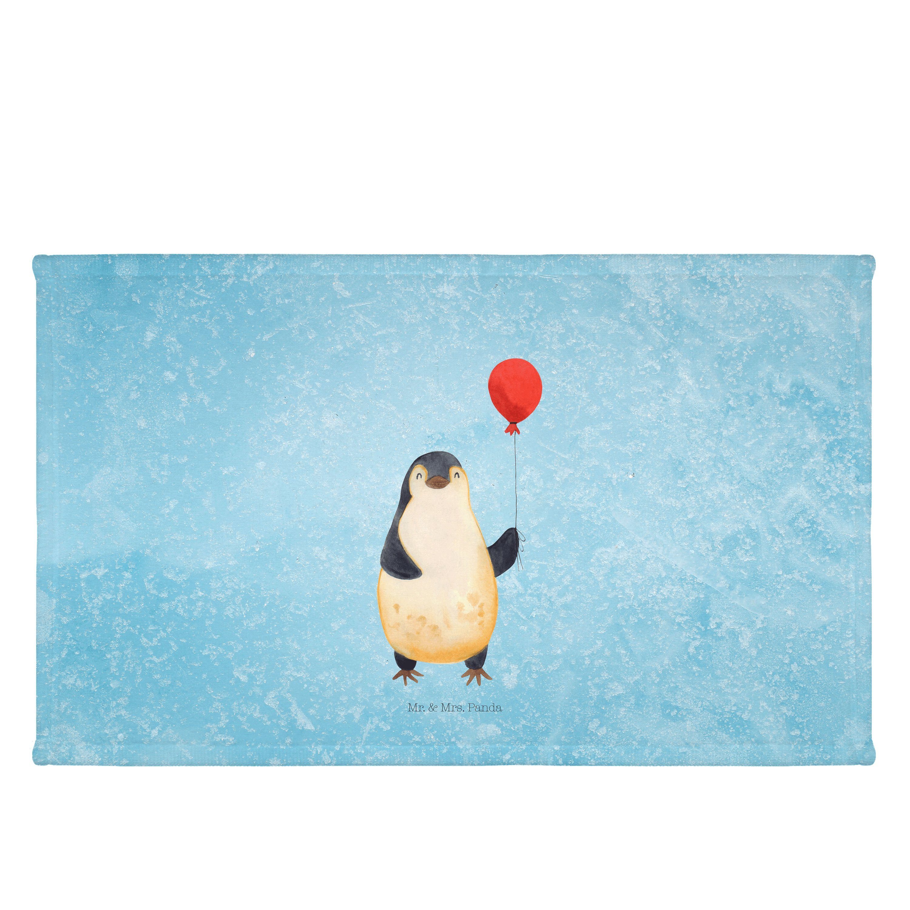 Mr. & Mrs. Panda Handtuch Pinguin Luftballon - Eisblau - Geschenk, Kirmes, Kinder Handtuch, Rei, (1-St)