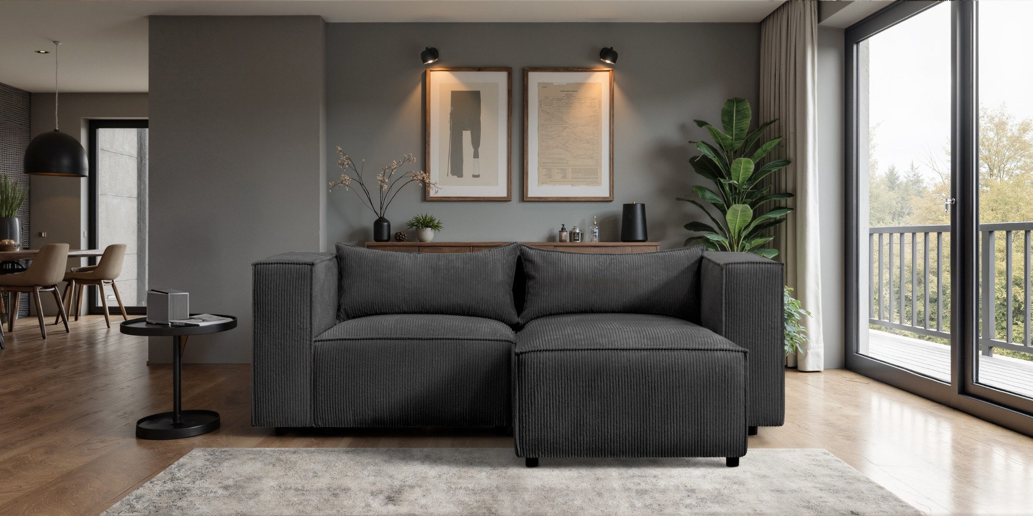 Kaiser Möbel Ecksofa im Cordstoff LINCOLN modernes Premium-Design und Komfort MODULO, Einzelsofa, Modulares Design Weiche Cord-Rippenstruktur Hohe Abriebfestigkeit
