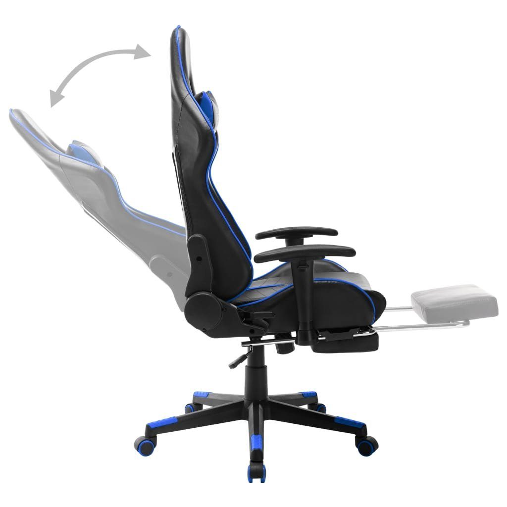 furnicato Gaming-Stuhl mit Kunstleder St) und Schwarz Blau (1 Fußstütze
