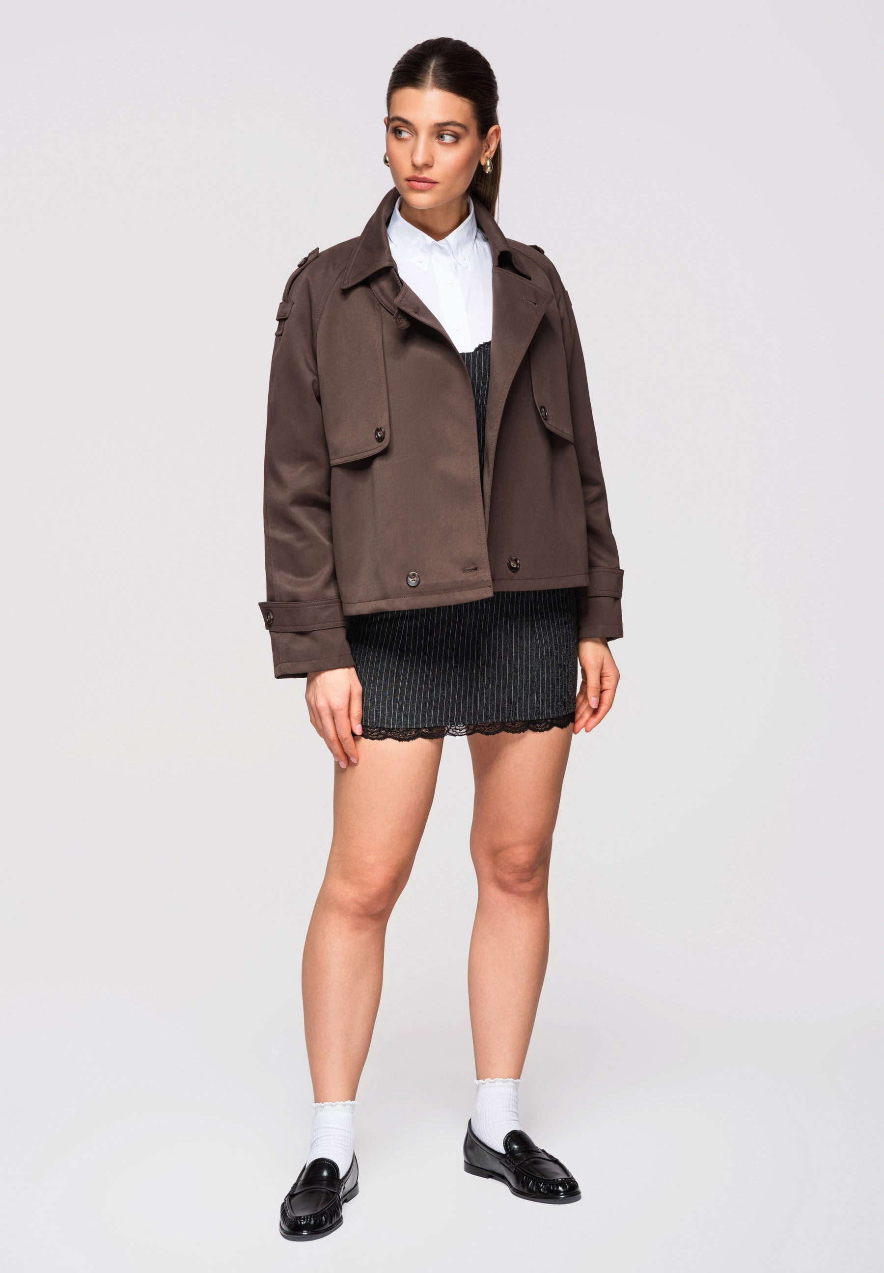 OMBRE Trenchcoat Kurze Damenjacke im modernen Trench-Stil