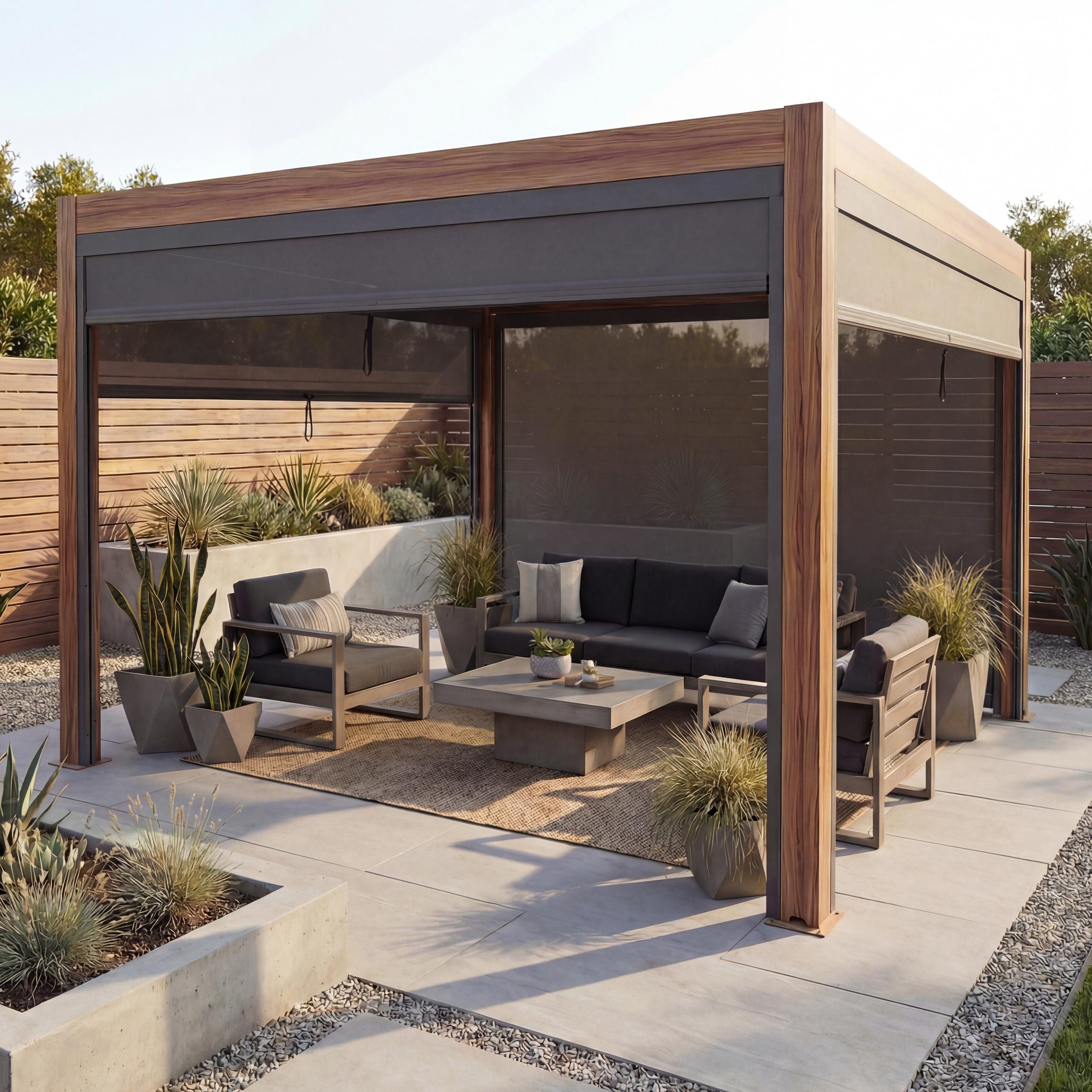 MCW Pergola MCW-L46-mS-3x4-10, BxTxH: 400x300x220 cm, Regulierbarer Wind- und Insektenschutz, Sturmfest bis 100km/h