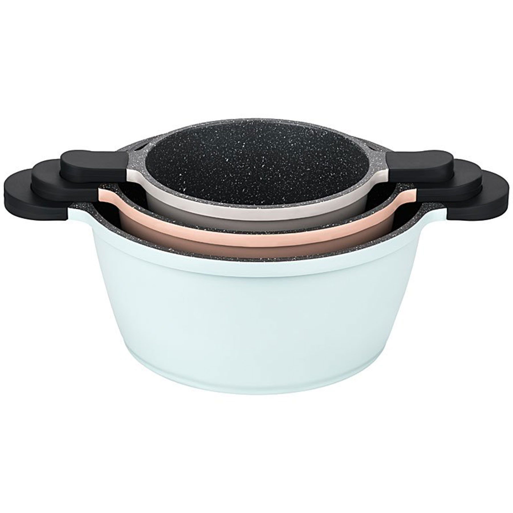 Mulex Topf-Set HAPPINESS TASTYLINE Topfset, Aluguss (exzellenter Antihafteffekt, 6-tlg., leichte Reinigung), induktionsgeeignet