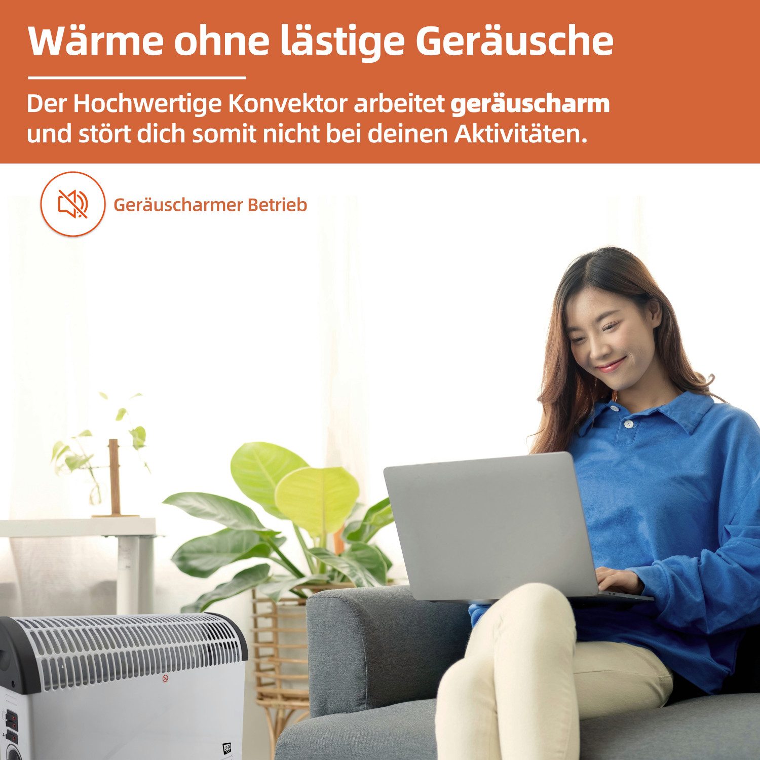 SHX Konvektor Heizung, Turbo-Heizlüfter, 3 Heizstufen + Turbo, Geräuschlos, Überhitzungsschutz, Stufenloses Thermostat, schnell und wirkungsvoll