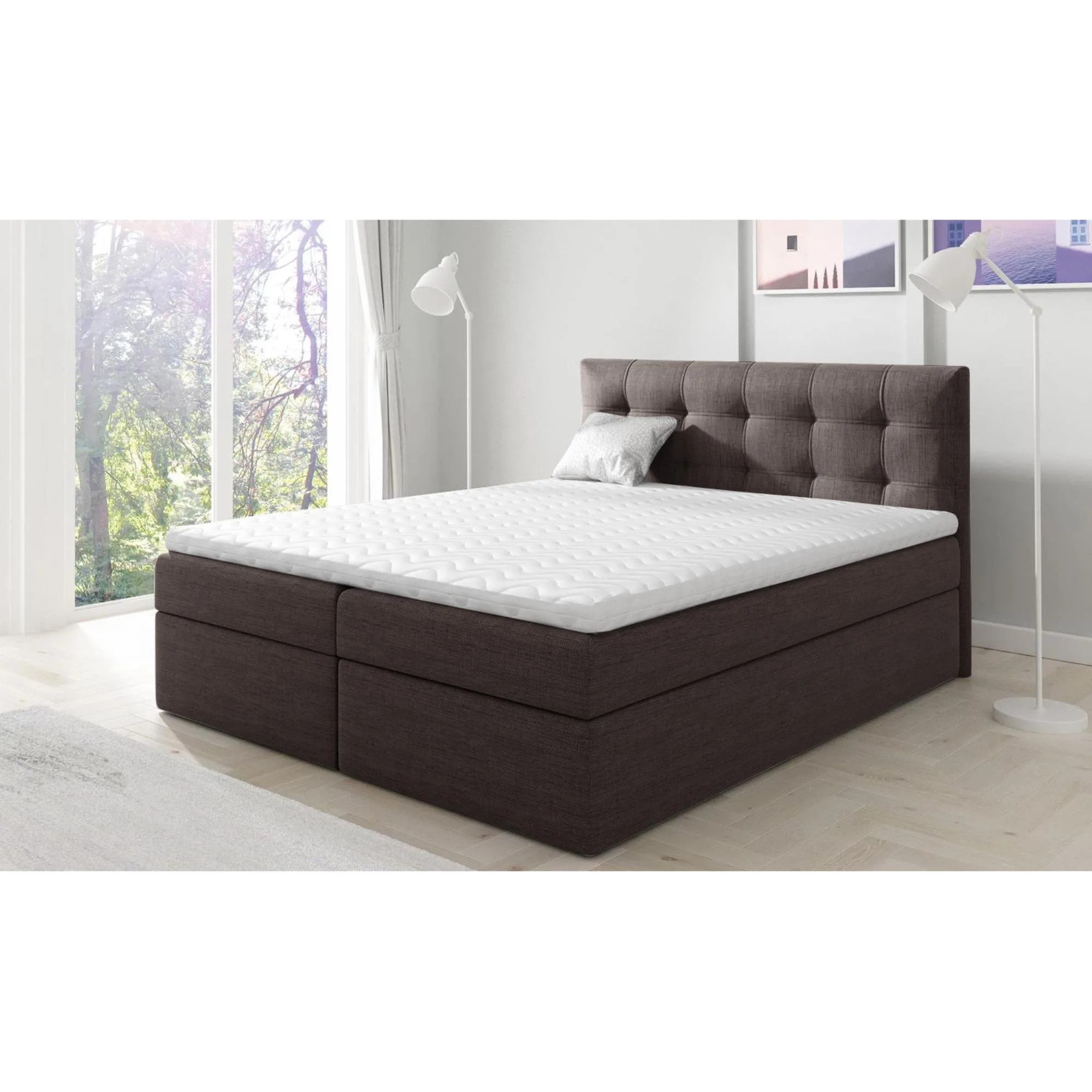 Beautysofa Boxspringbett Topiq (Bett für Schlafzimmer), 120, 140, 160, 180, 200 cm, mit 2x Bettkästen, Federkernmatratze