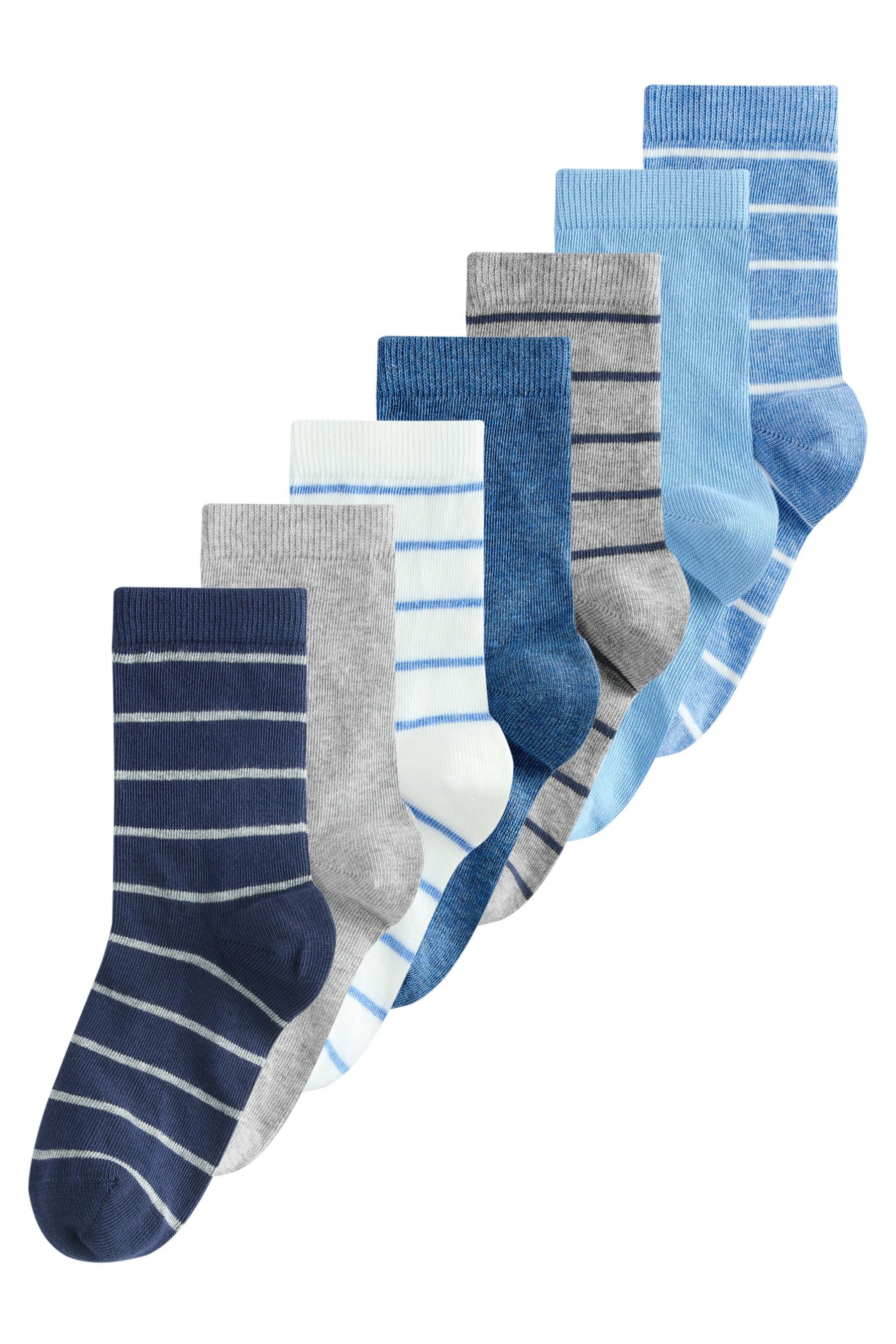 Next Basicsocken Gestreifte Socken mit Baumwollanteil, 7er-Pack (7-Paar)