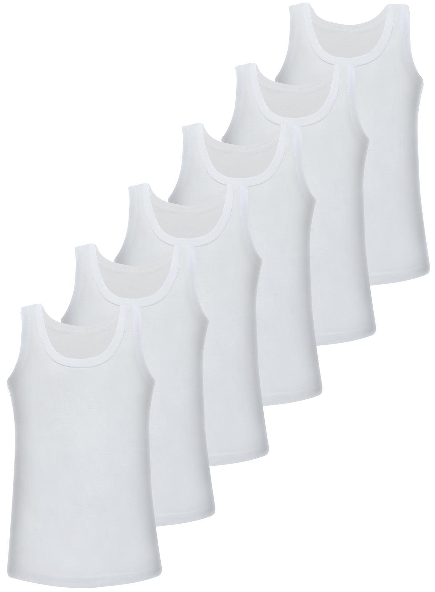 LOREZA Unterhemd 6er Set Jungen Unterhemden - Feinripp - Weiss (Spar-Packung, 6-St., 6er-Pack)