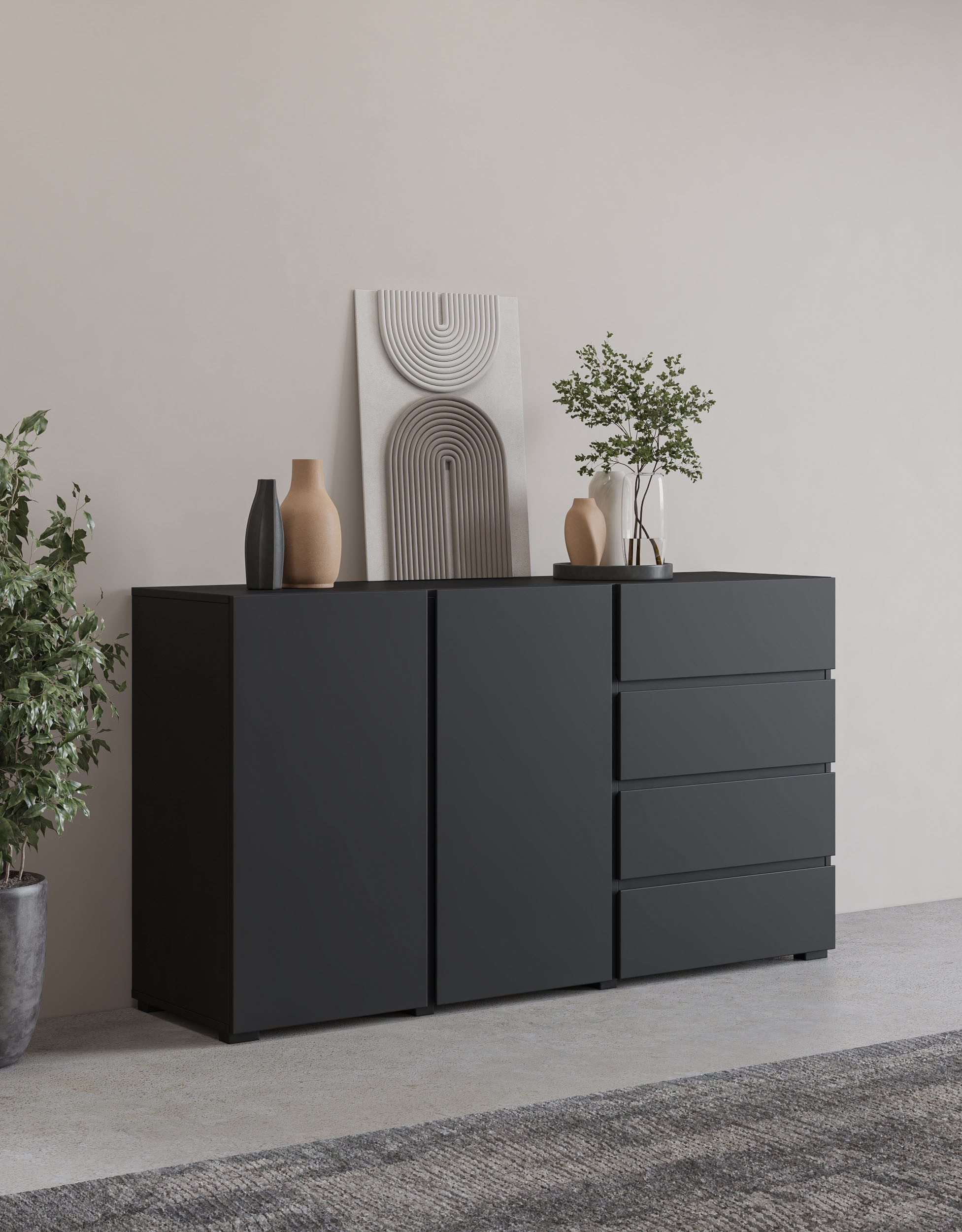 INOSIGN Sideboard Metric,Breite 138 cm, grifflose Kommode 2 Türen/4 Schubkä günstig online kaufen