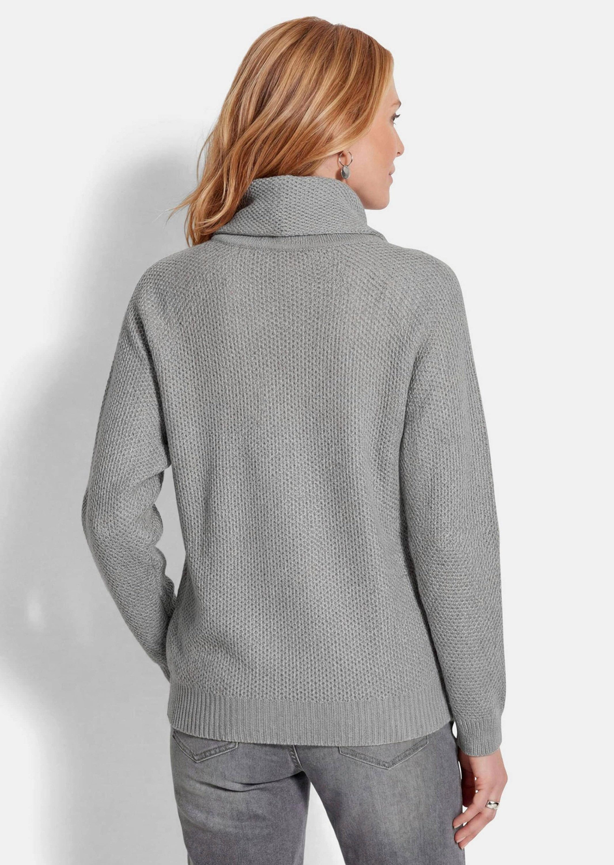 GOLDNER Strickpullover Kurzgröße: Weicher Pullover mit Fledermausärmeln Strickpullover mit Rollkragen und Glanz