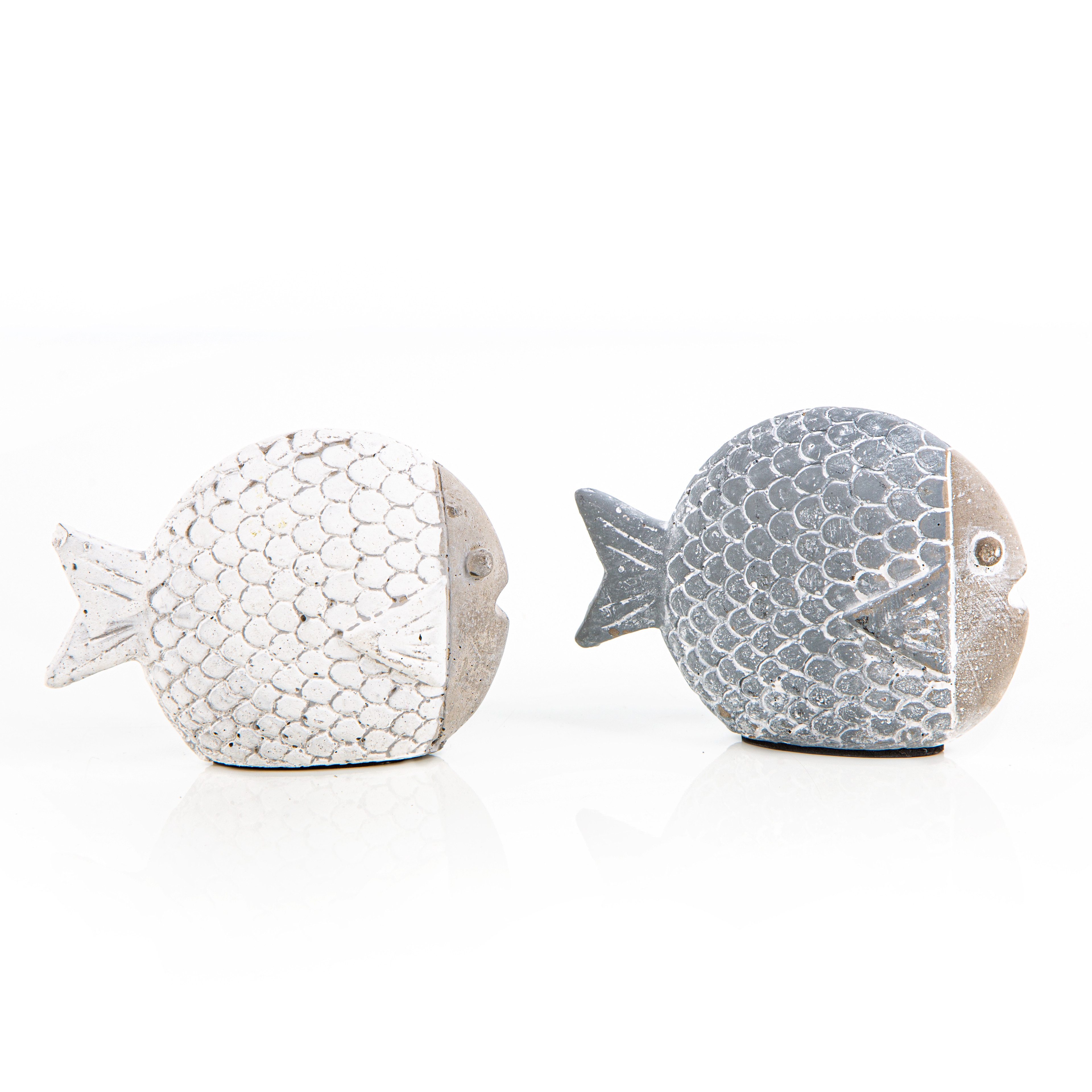 Logbuch-Verlag Dekofigur 2 kleine Fische aus Zement maritime Deko 9,5 cm (2 St), weiß grau
