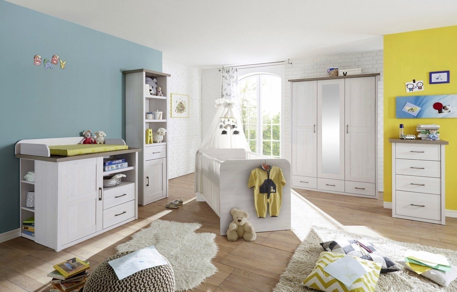 Begabino Drehtürenschrank Kleiderschrank LUCA, B 148 cm x H 201 cm, Pinie W günstig online kaufen