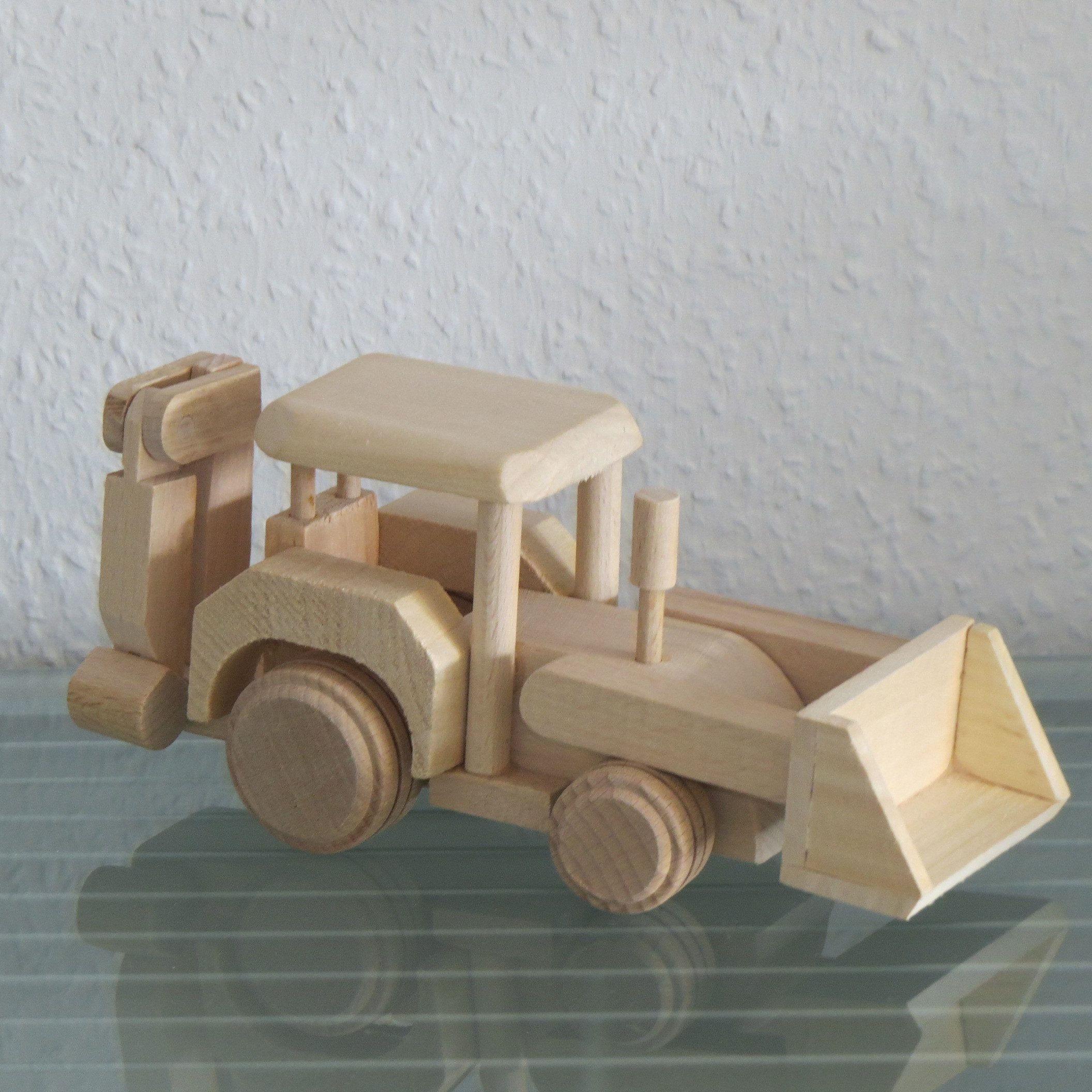 Holzprodukte Spielzeug-Bagger Bulldozer Bagger Traktor mit Hänger Anhänger GROSS Auto Modell Holz