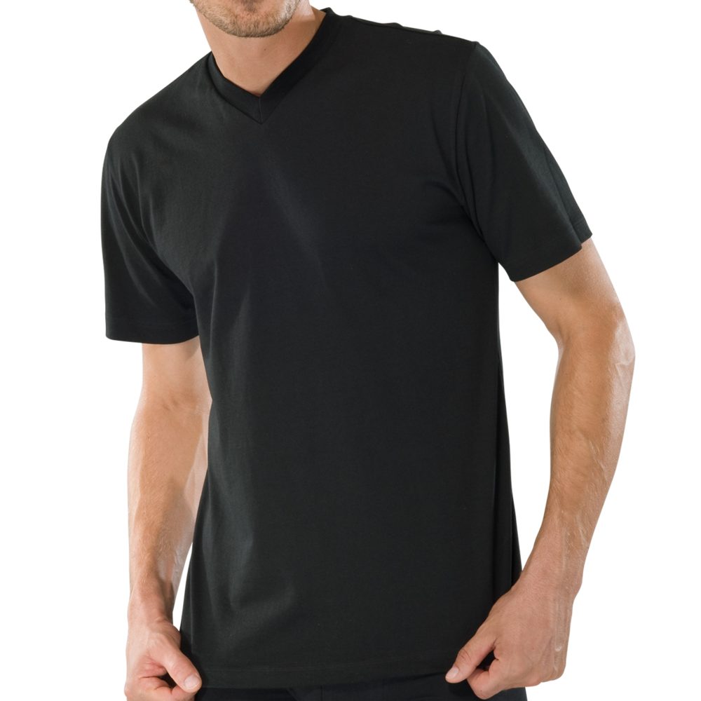 Schiesser Unterziehshirt American V-Neck (Doppelpack) Single Jersey Qualität