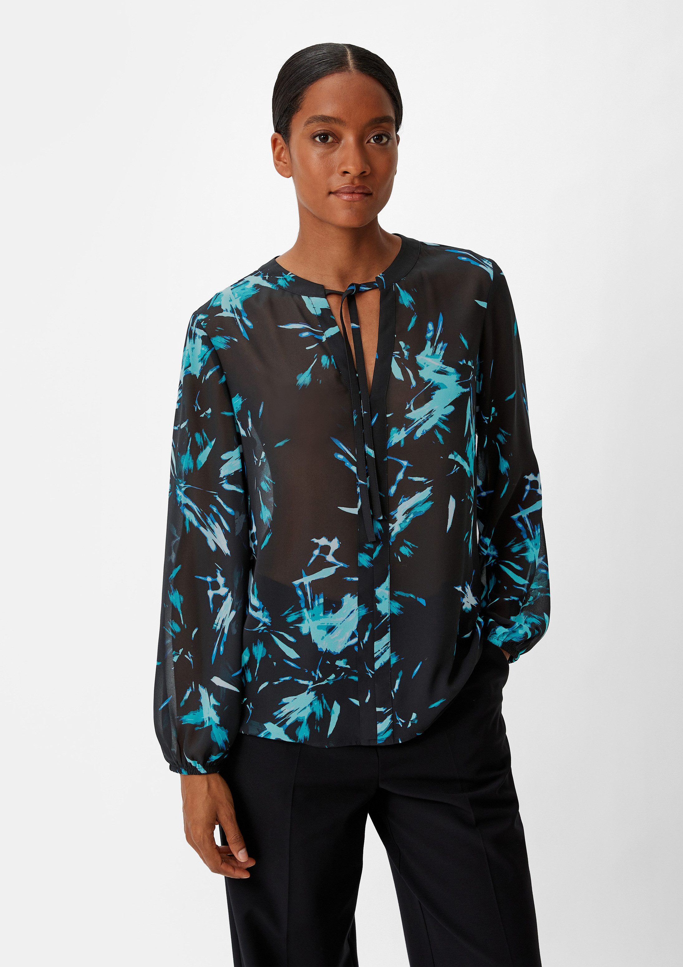 comma Langarmbluse Bluse Tunikabluse aus Chiffon