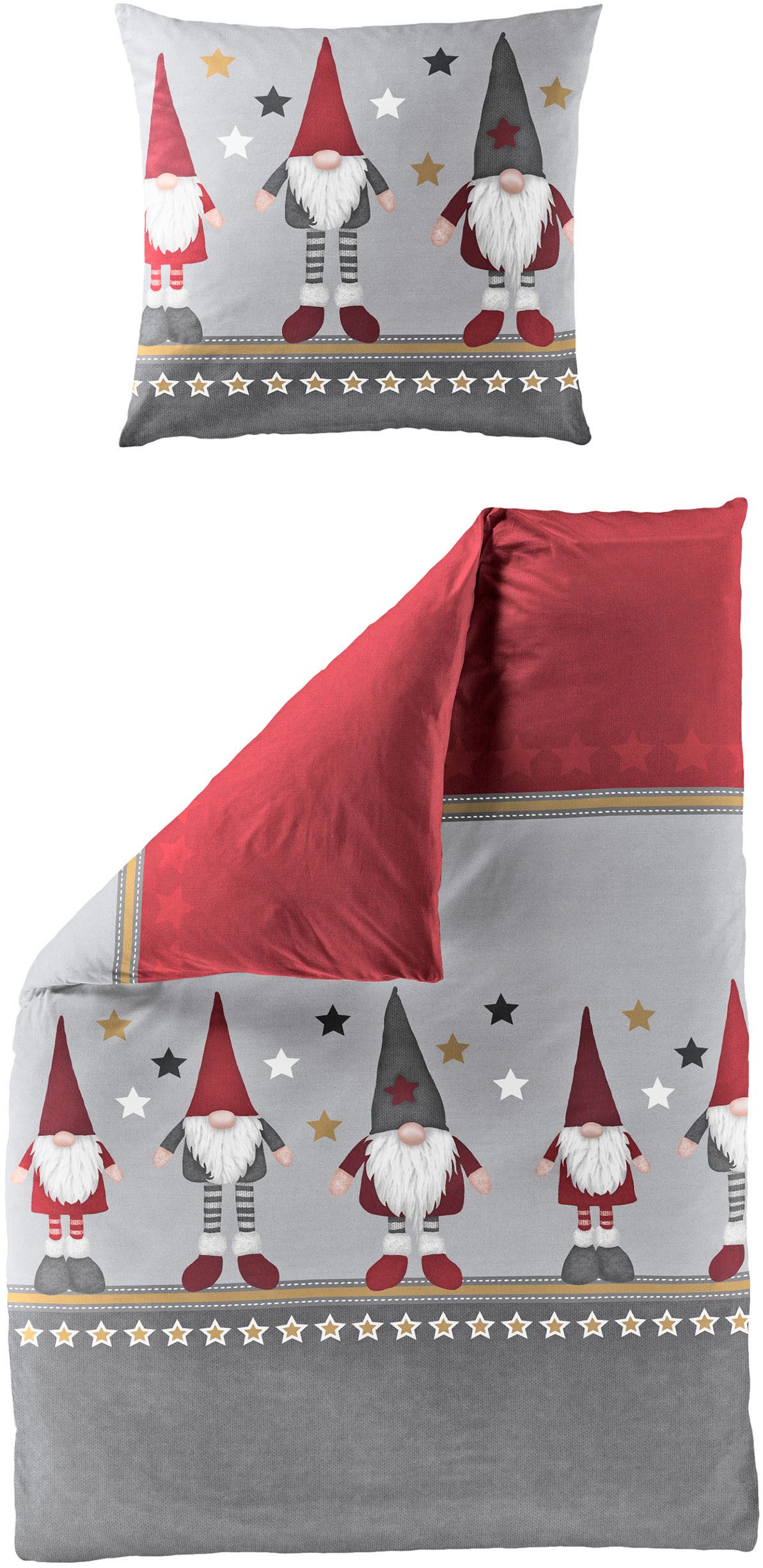 BIERBAUM Bettwäsche 4104, Biber, 2 teilig, Mako-Satin und Biber, 100% Baumwolle, pflegeleicht, kuschelig weich