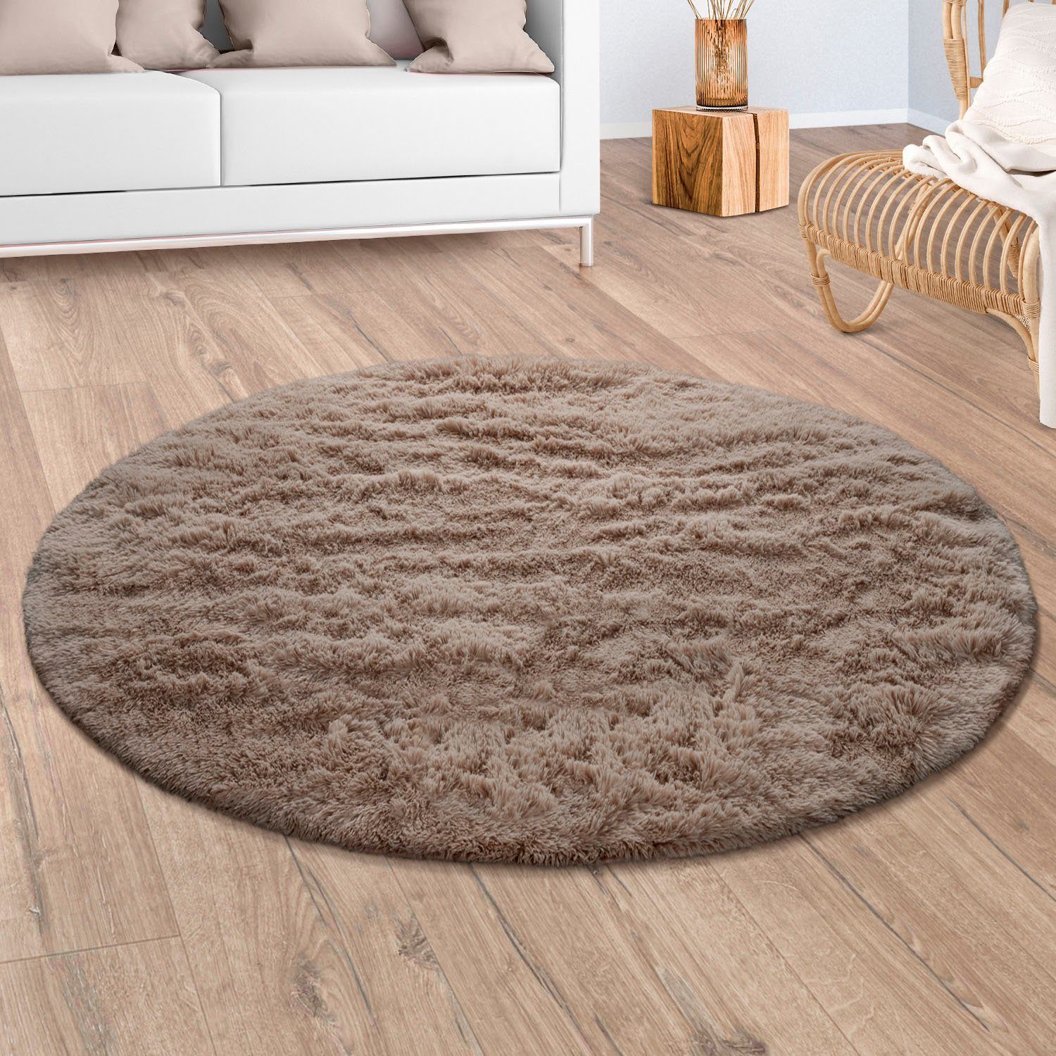 Paco Home Hochflor-Teppich Silky 591, rund, günstig online kaufen