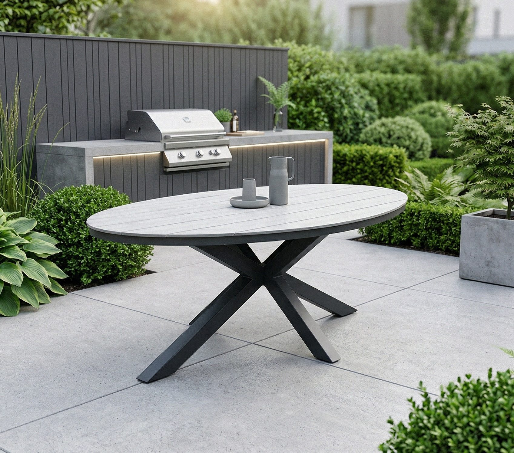 Gardissimo Gartentisch Armati oval 180x115 cm (1 Tisch, 1-St., 1 Tisch), mit Nonwood Tischplatte wetterfest pflegeleicht