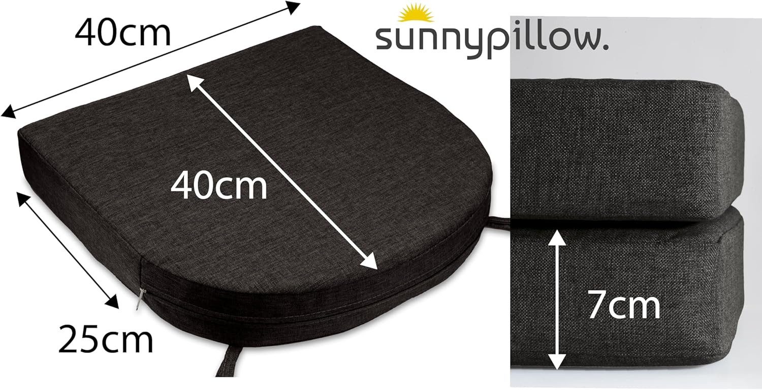sunnypillow Stuhlkissen 2er Set Stuhlkissen 40 x 40 cm, zylindrische Form, "HAVANA", Schwarz
