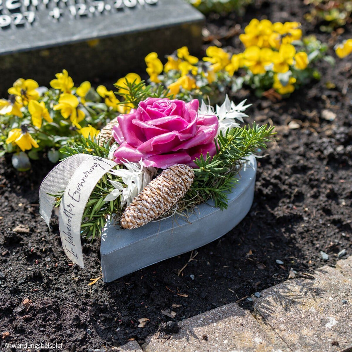matches21 HOME & HOBBY Bilderrahmen Wachsrosen mit Stiel als Kunstrosen Rosen-Blüten in rosa pink, (2 St), 2 künstliche Wachs-Blüten Textil-Rosen Blumengestecke – Bild 5 von 5