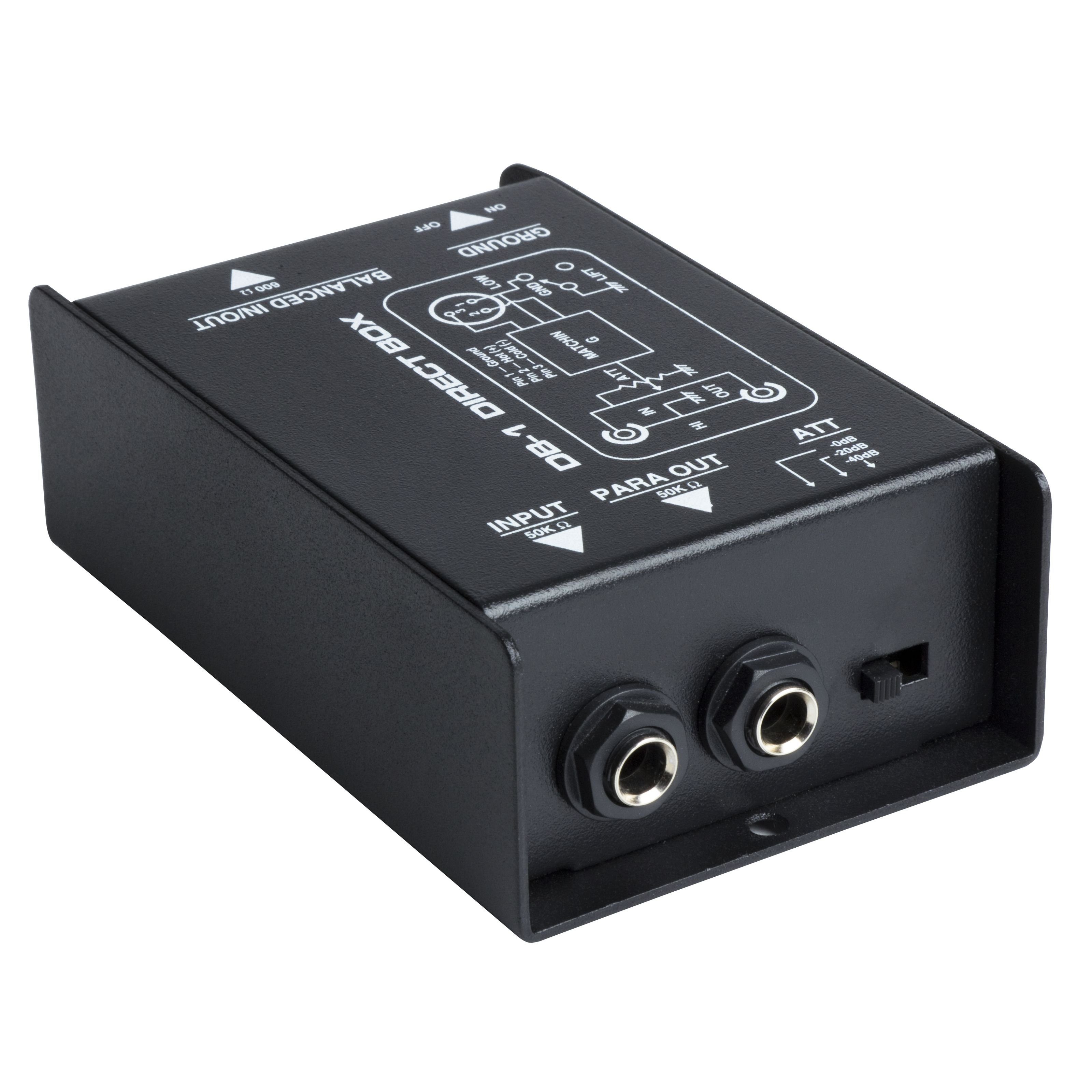 FAME Audio-Wandler, (Audio DI-1 Passive DI Box Hochohmiger Klinkeneingang Symmetrischer XLR und Klinkenausgang Ground-Lift PAD Schalter Robustes Metallgehäuse Ideal für Recording und Live Bühnenperformance, Zubehör, DI-Boxen), Passive DI Box, Audio DI-1, Hochohmiger Klinkeneingang