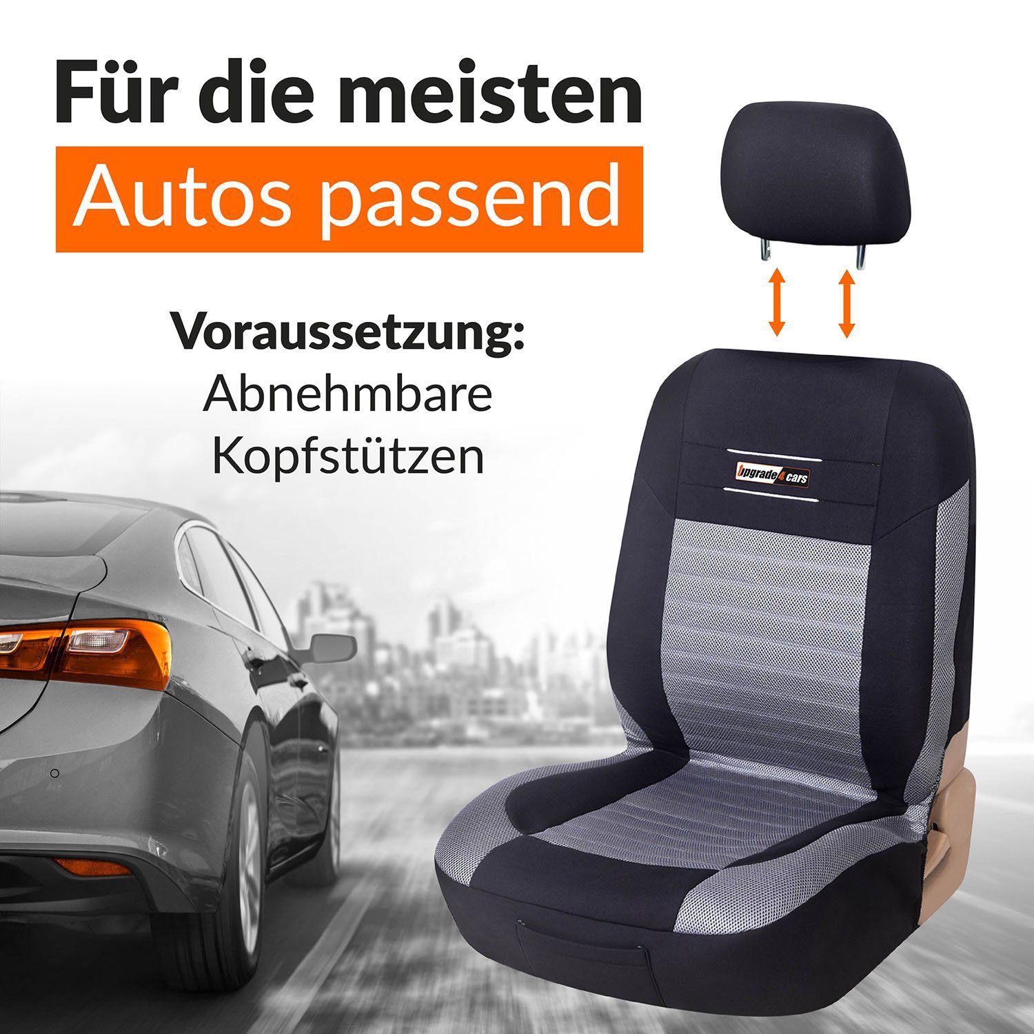 Beifahrersitz oder Autositzbezug 2-teilig, Fahrersitz Upgrade4cars Universal, Grau Auto-Sitzschoner Vordersitz, Auto-Zubehör