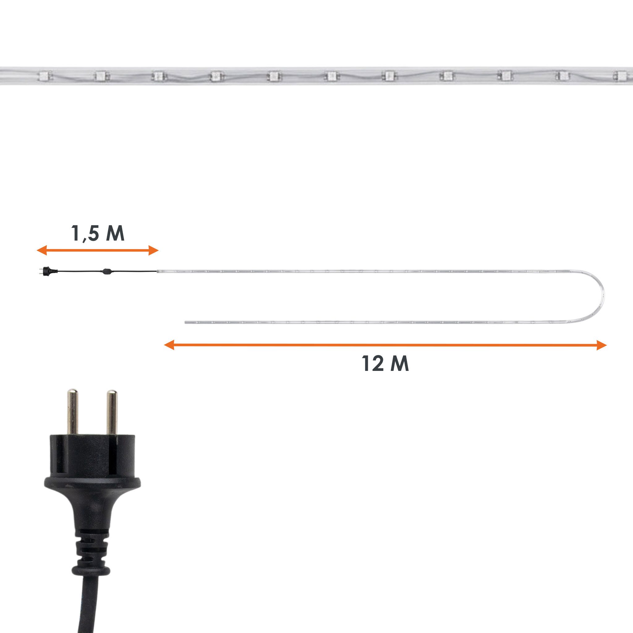 Spetebo LED-Lichterschlauch LED Lichtschlauch WARMWEISS - 12m / Ø 12mm, 288-flammig, Lichtschlauch in 12m Länge mit 288 LED in warm weiß – Bild 4 von 5