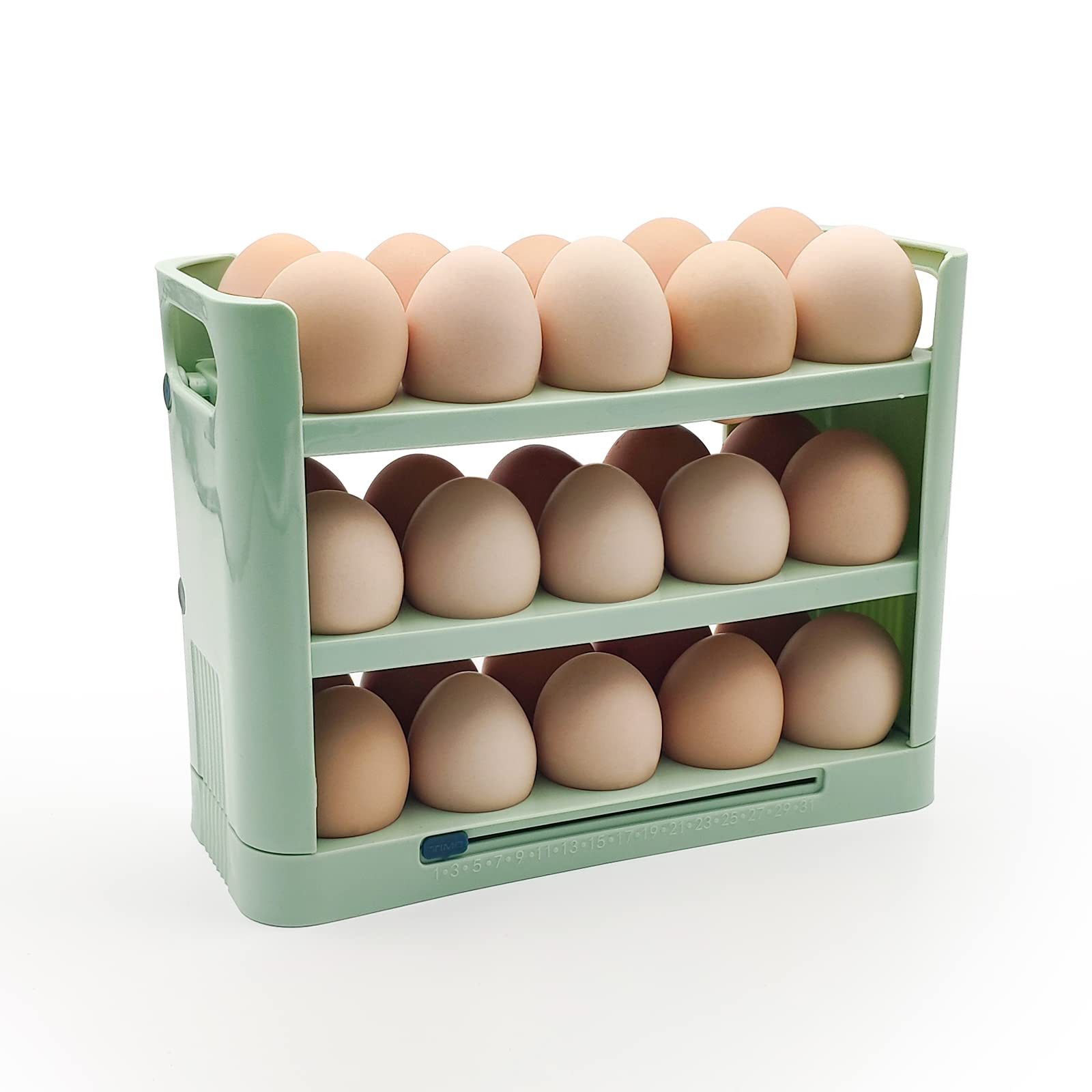 RWEUOQ Eierkorb Eierhalter mit 30 Fächern für Kühlschranktür, Lebensmittelechtem PP-material, (Eieraufbewahrung mit Große Kapazität, 1-tlg., Eierablage), Egg Aufbewahrungsbox mit Griff, Eierhalter Kühlschrank