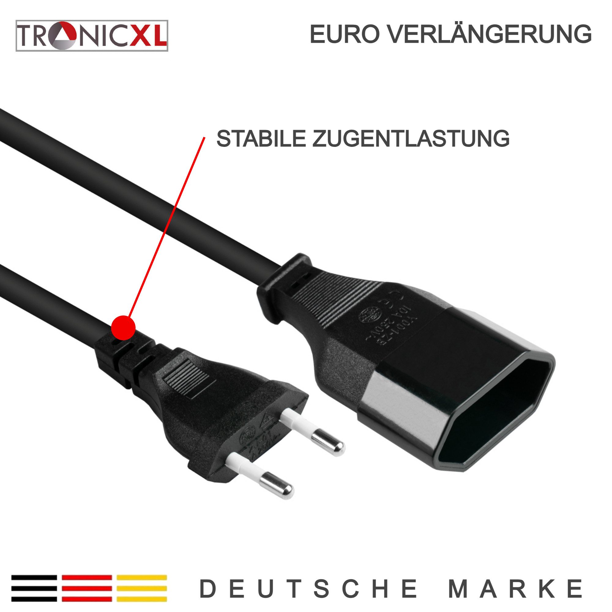 TronicXL Kurzes 0,2m Euro Verlängerungskabel Verlängerung Stromkabel 20cm kurz Verlängerungskabel, (20 cm)