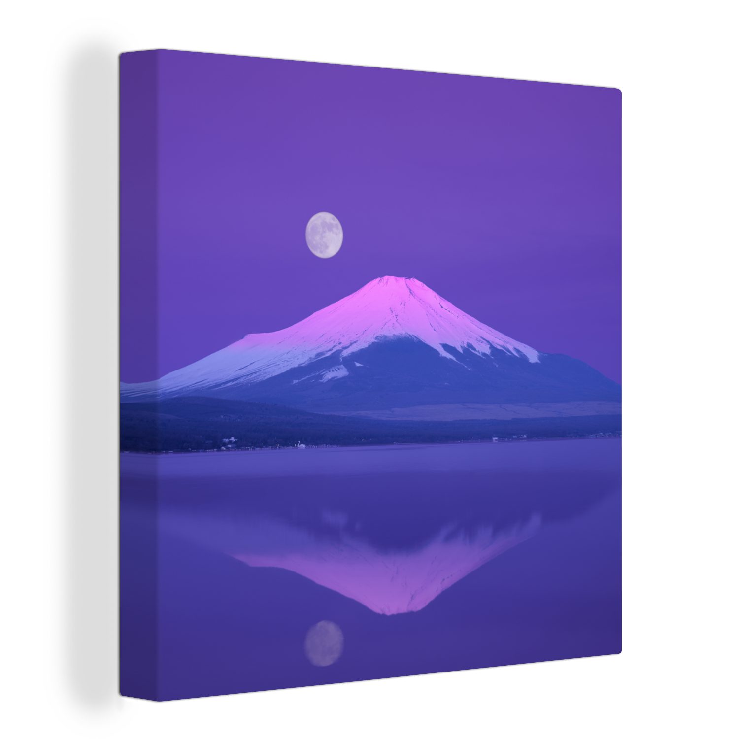 OneMillionCanvasses® Leinwandbild Mond - Berg - Lila, (1 St), Leinwand Bilder für Wohnzimmer Schlafzimmer