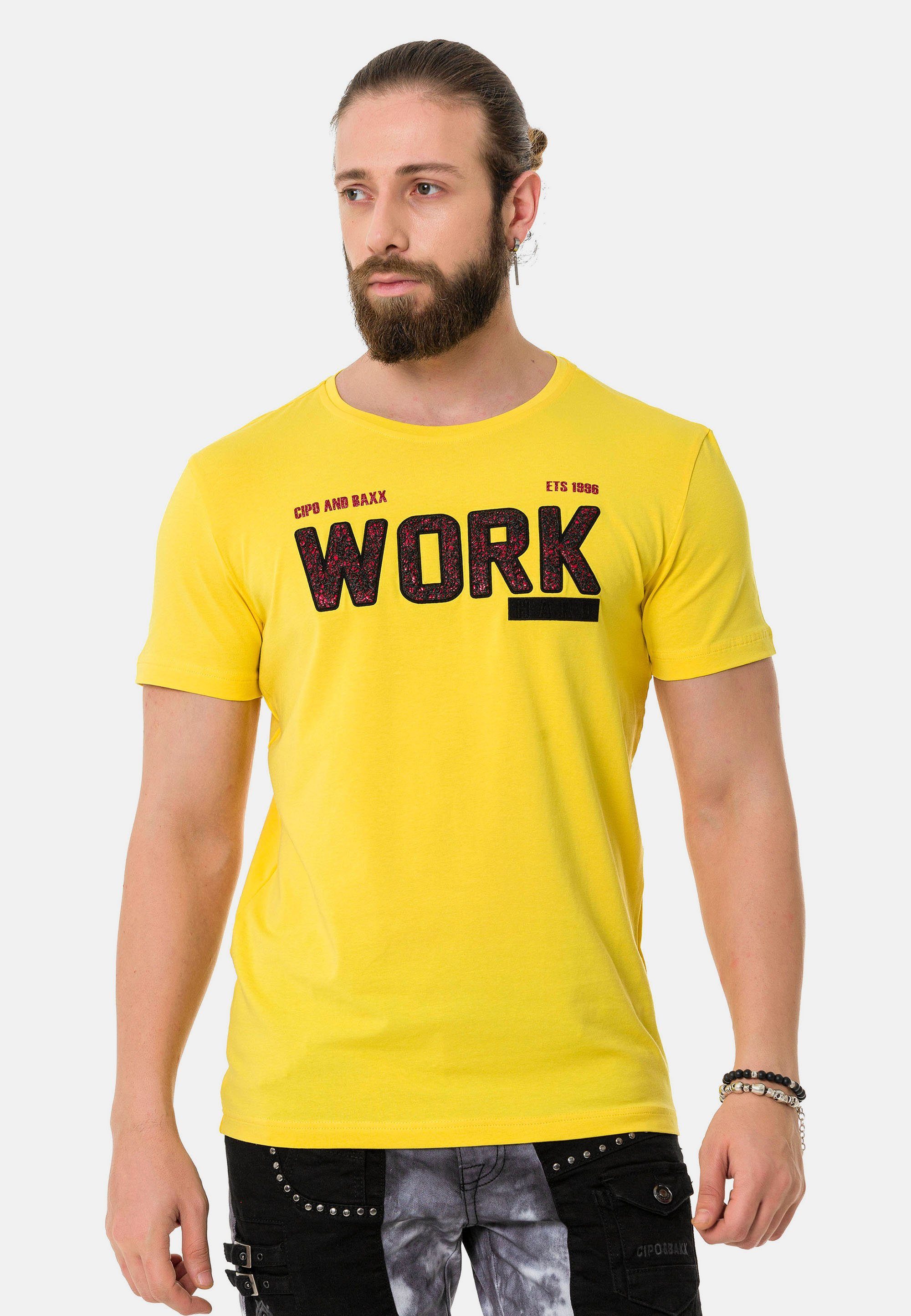 Cipo & coolem gelb mit T-Shirt Baxx Work-Aufdruck