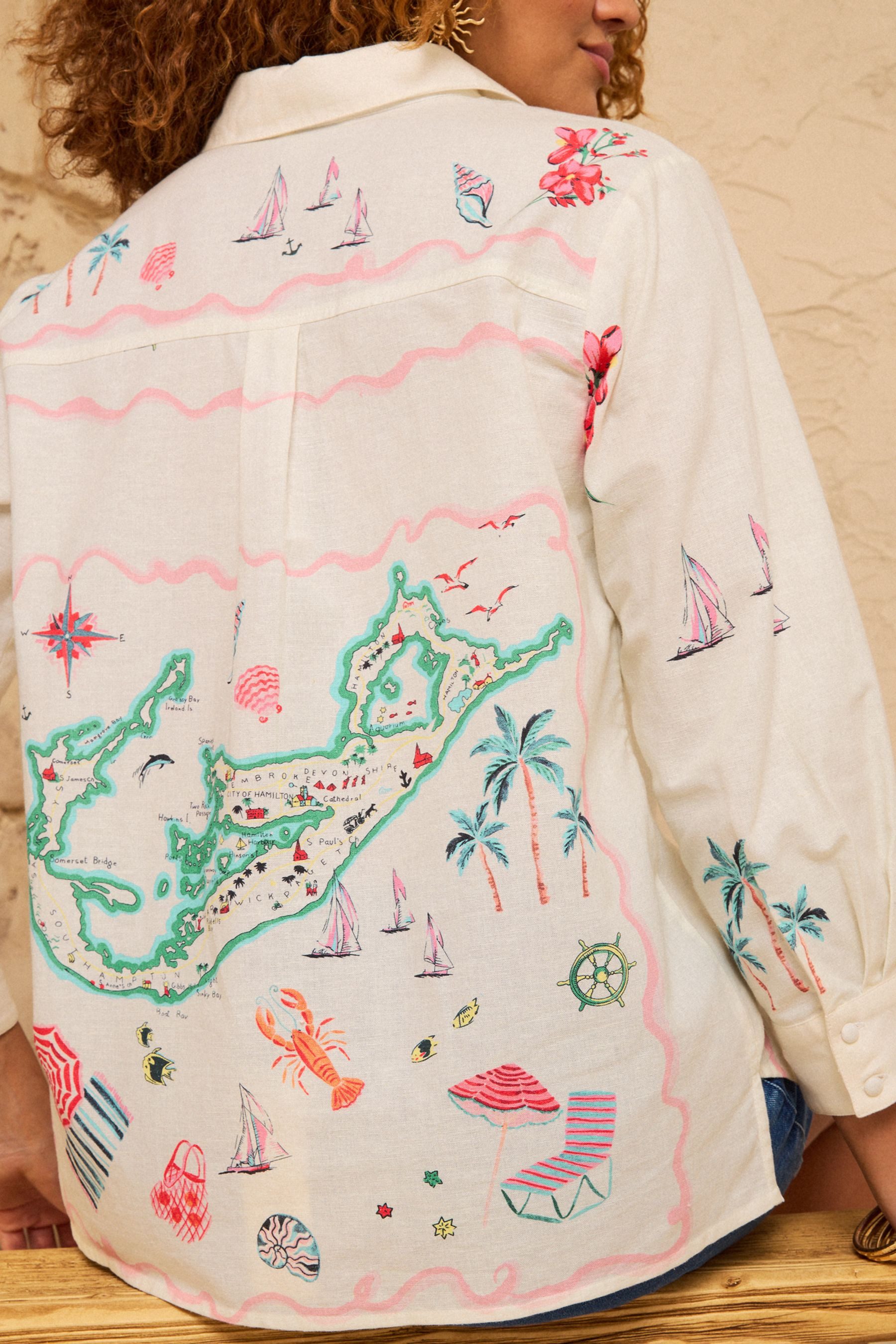 Love & Roses Langarmhemd Love & Roses Durchgeknöpftes Langarmhemd mit Print (1-tlg)