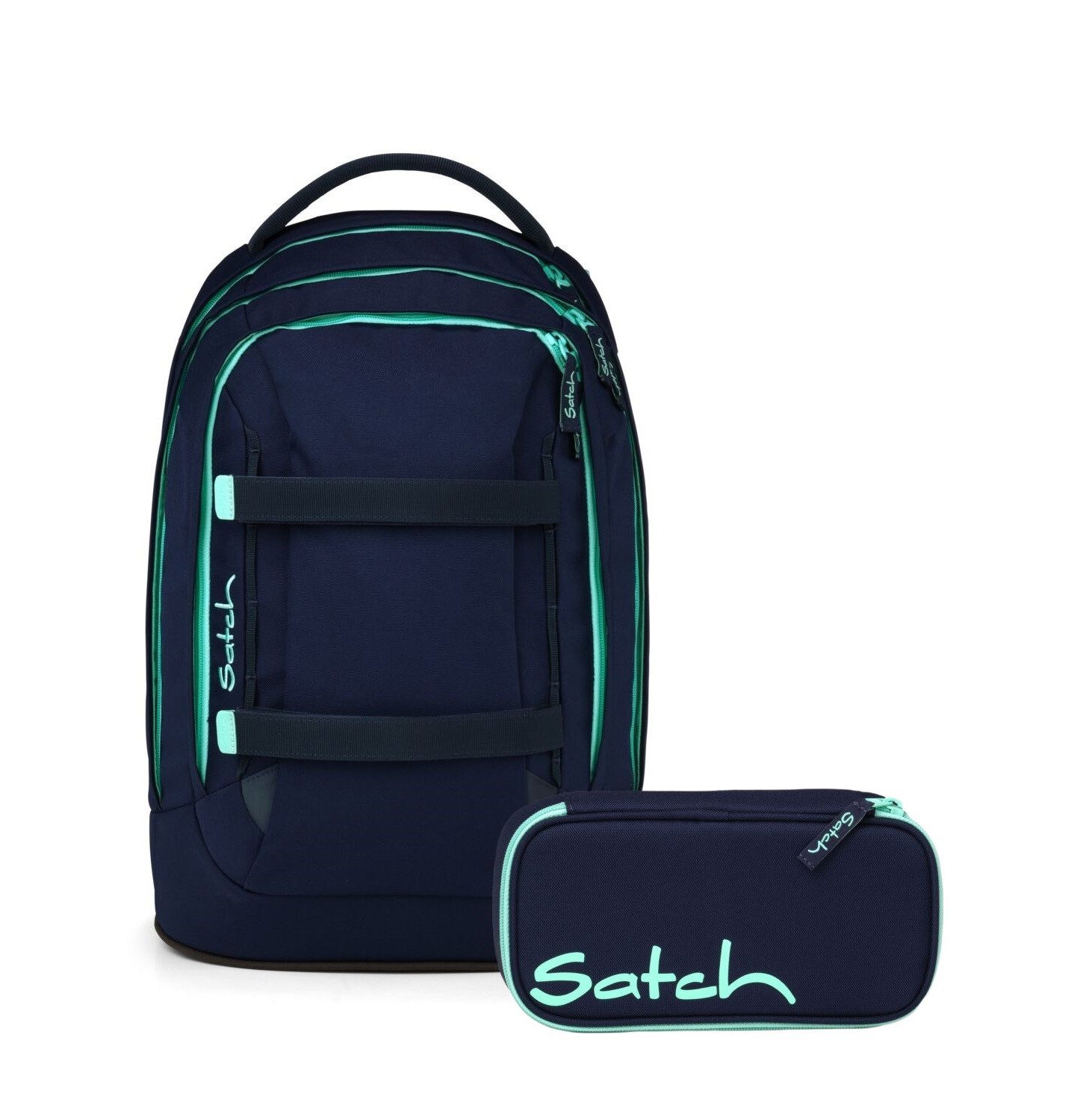 Satch Schulranzen Schulrucksack-Set PACK Ocean Mint 2-teilig (2-teilig), ergonomisch, Your-Size-System, 5 Fächer