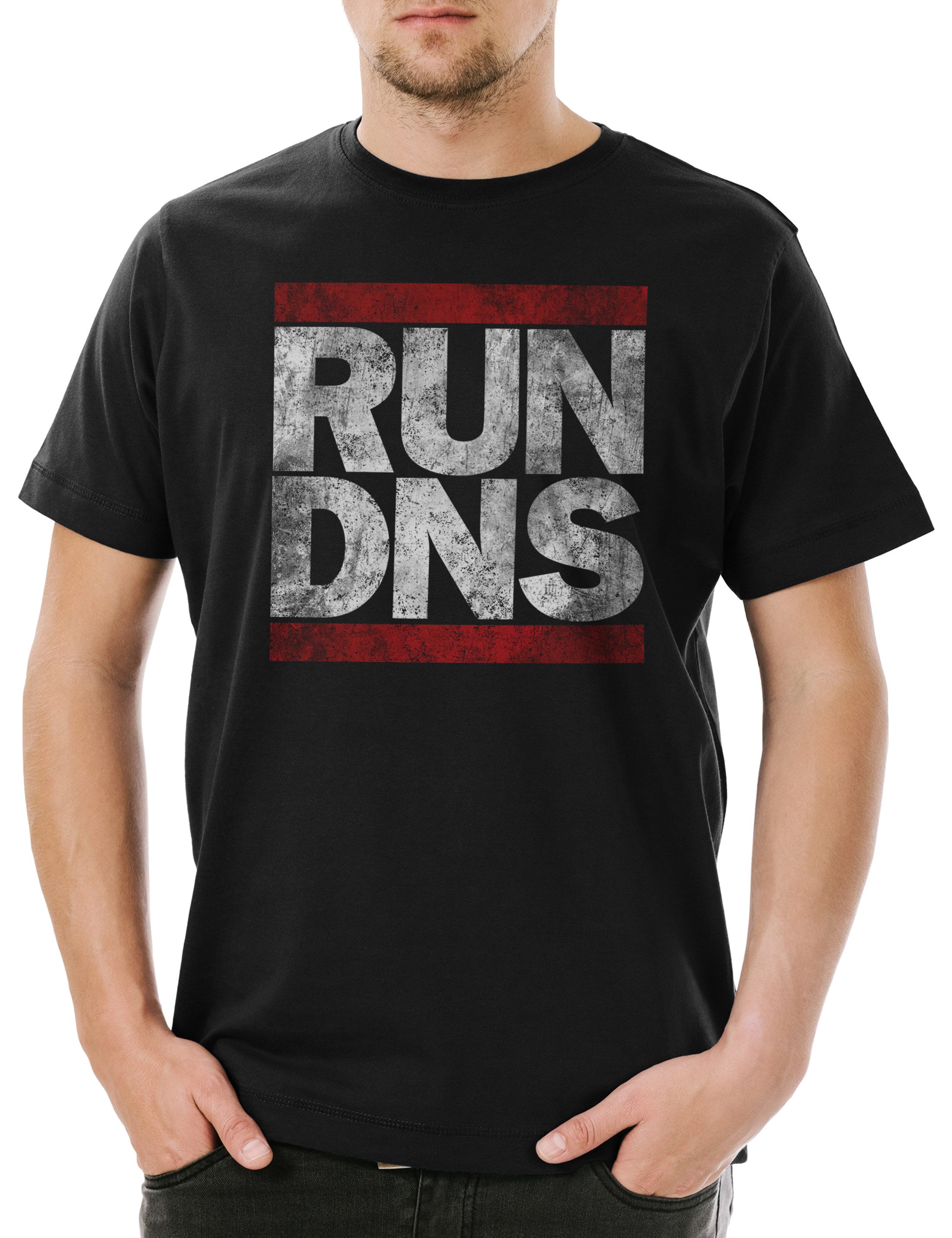 Print-Shirt Run Dns Herren T-Shirt Domain Name System Informatik Informatiker
