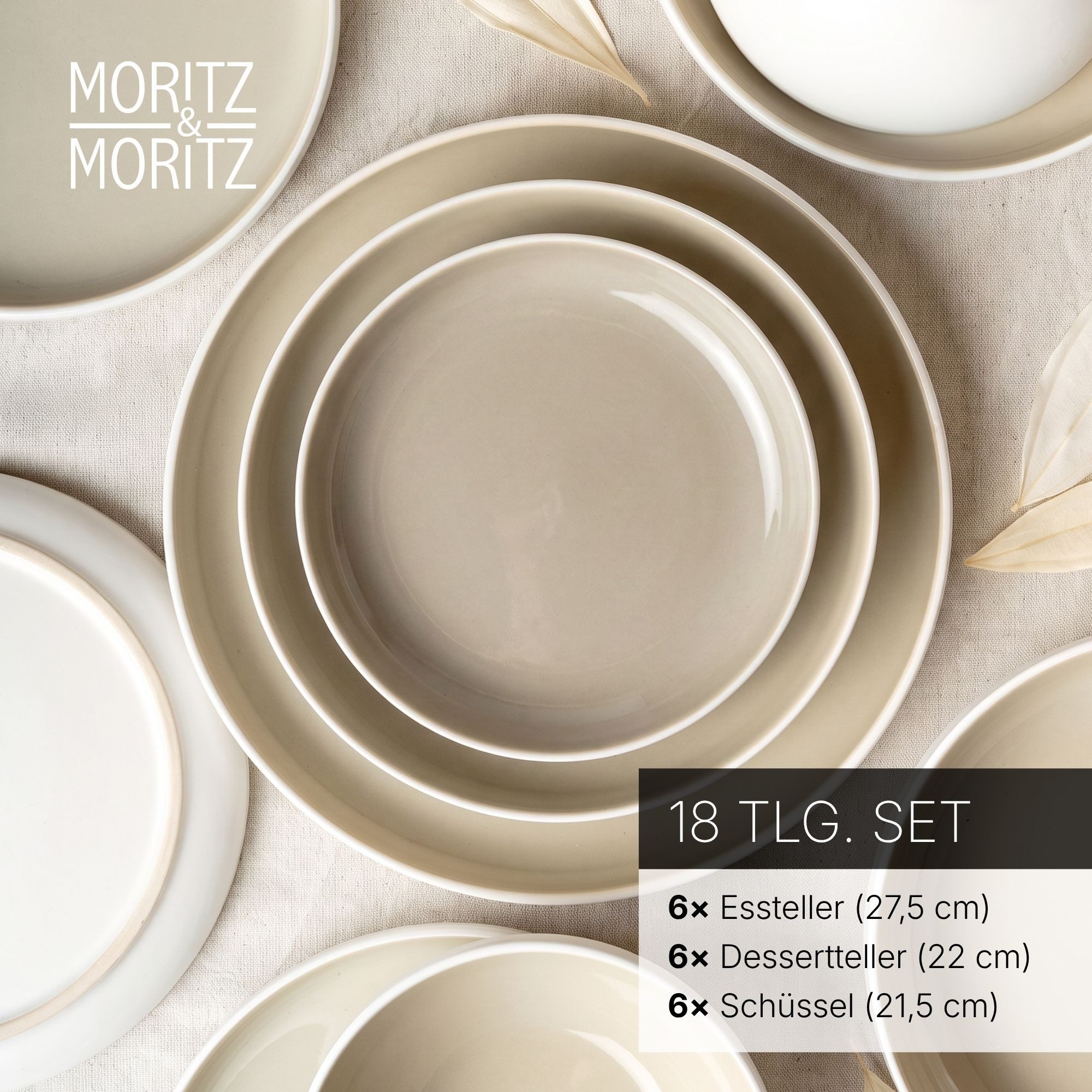 Moritz & Moritz Geschirr-Set CAVO Geschirrset - Sand (18-tlg), 6 Personen, Steinzeug, für 6 Personen aus Steinzeug – Bild 3 von 5