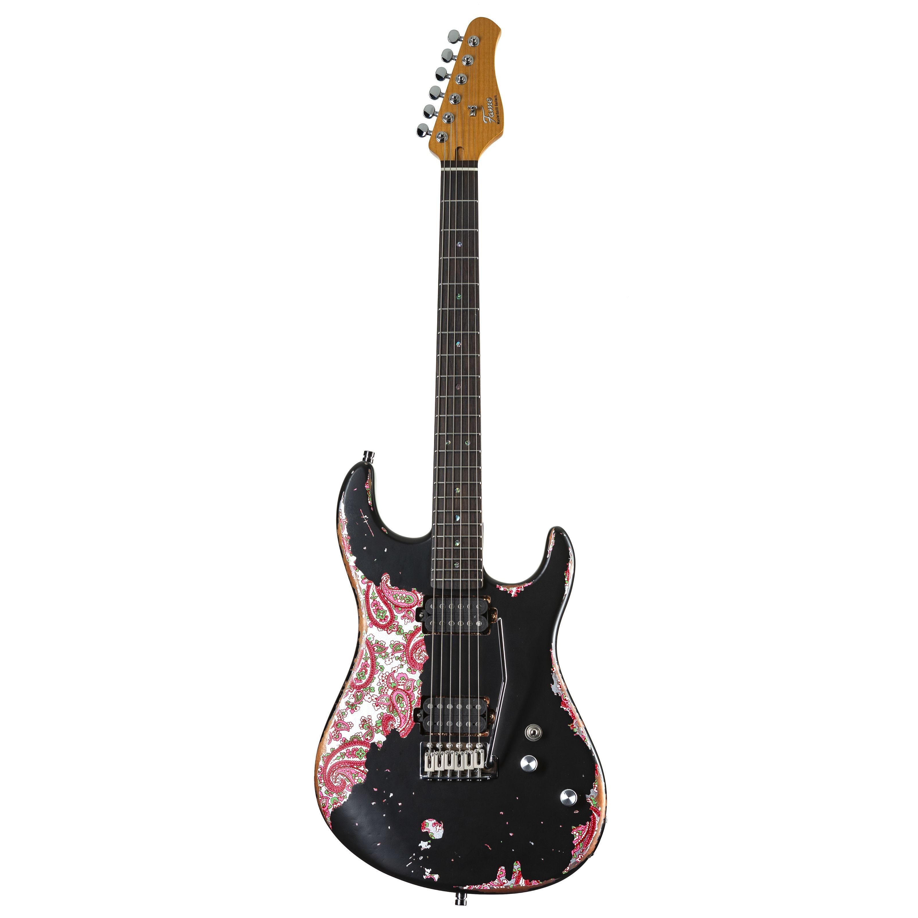 FAME E-Gitarre, E-Gitarren, ST-Modelle, Custom ST RW Worn Licorice over Paisley - E-Gitarre