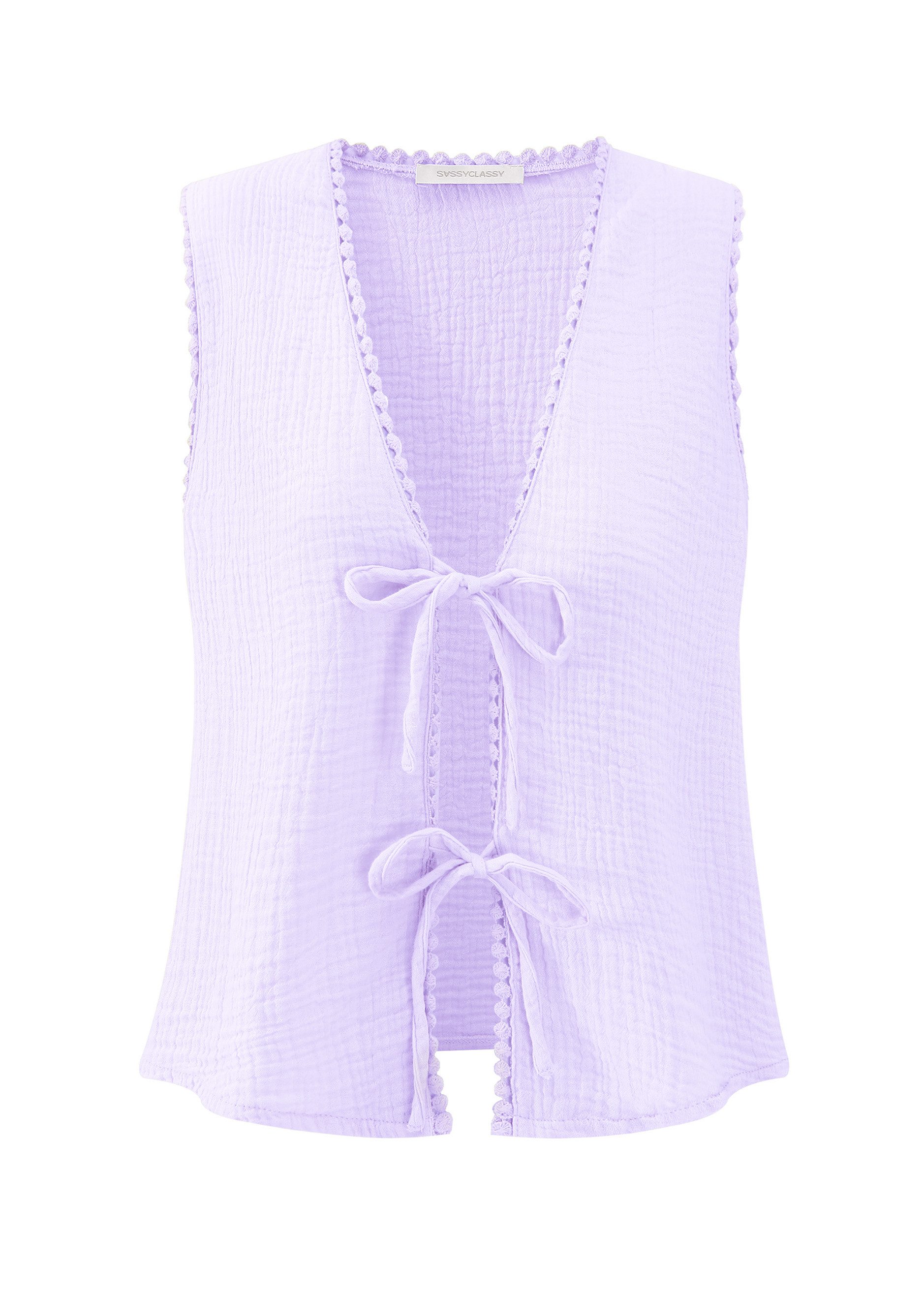 SASSYCLASSY T-Shirt Musselin Top mit Schleifen Damen Top aus Musselin mit V günstig online kaufen