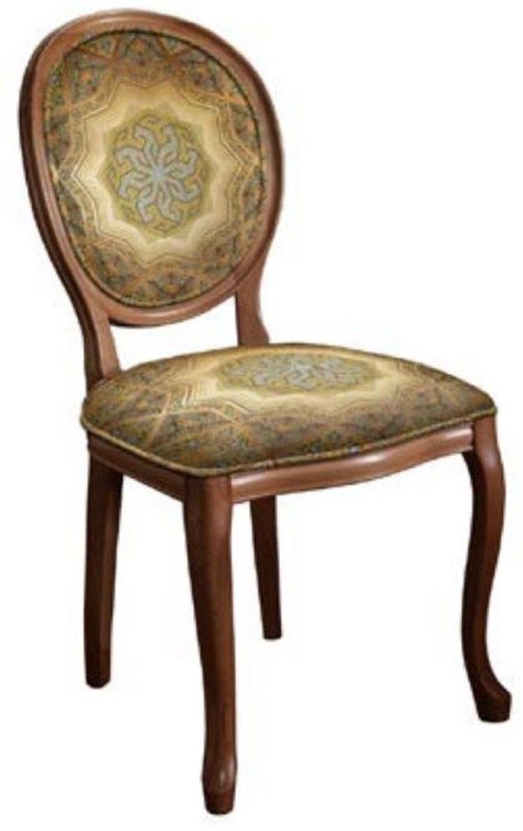 Casa Padrino Esszimmerstuhl Barock Esszimmerstuhl Mehrfarbig / Braun - Handgefertigter Antik Stil Stuhl - Esszimmer Möbel im Barockstil
