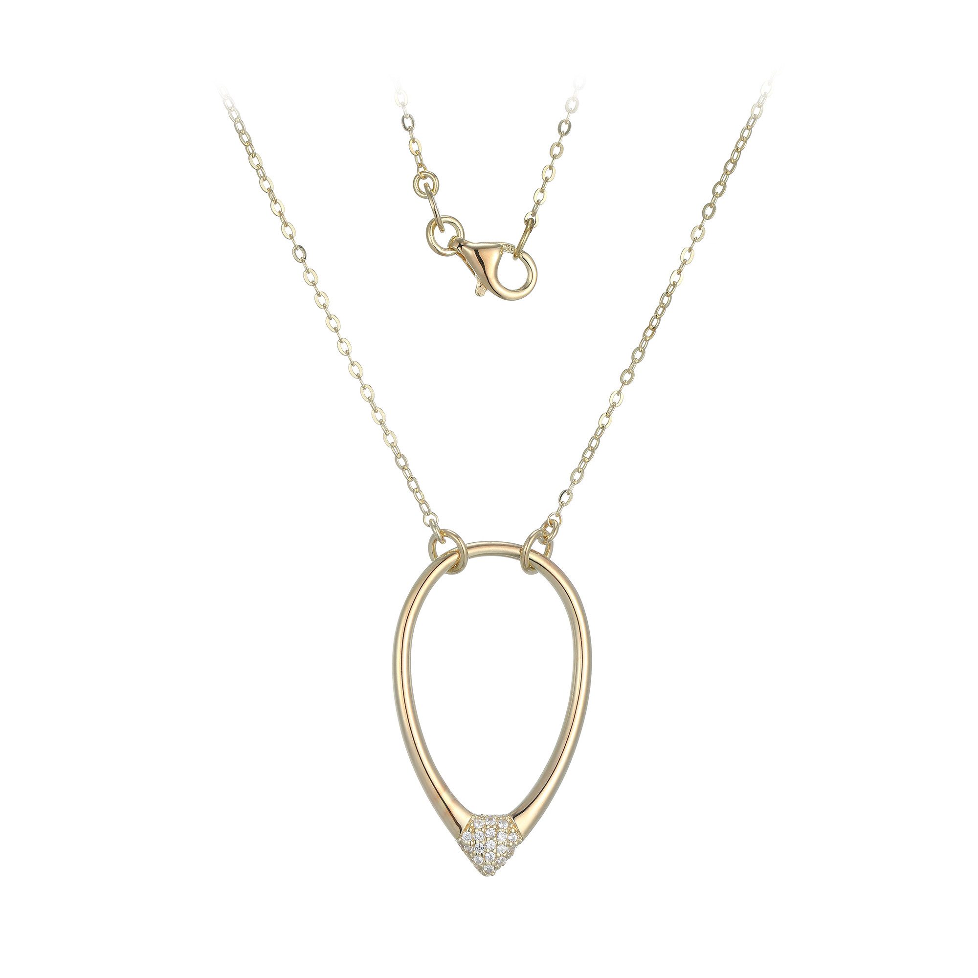 Silberkette Silbercollier vergoldet mit 27 funkelnden Zirkonen, 45,5 cm