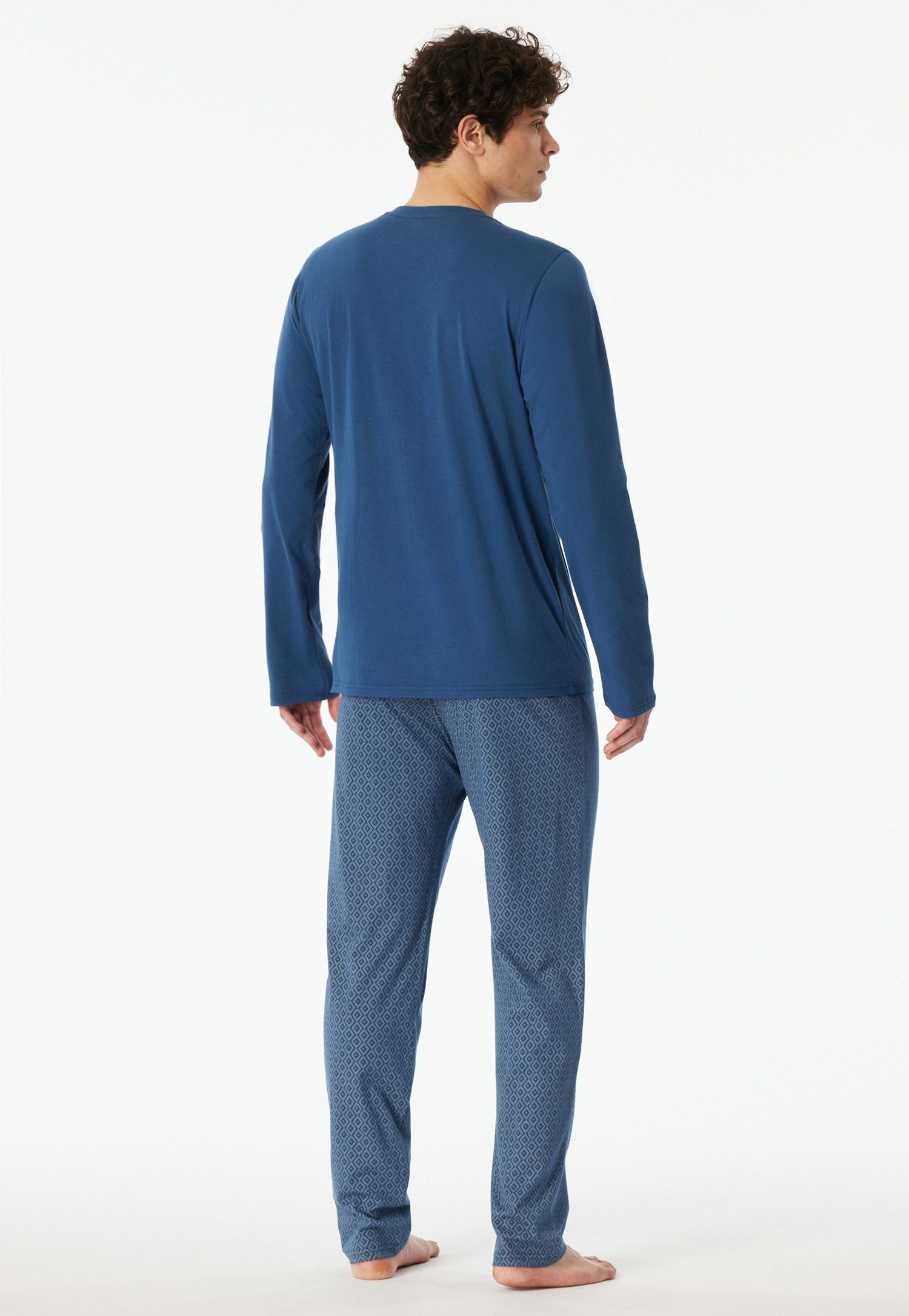 Schiesser Schlafanzug Casual Essentials (2 tlg., 2tlg) mit unifarbenem Langarmshirt mit rundem Halsausschnitt – Bild 4 von 5