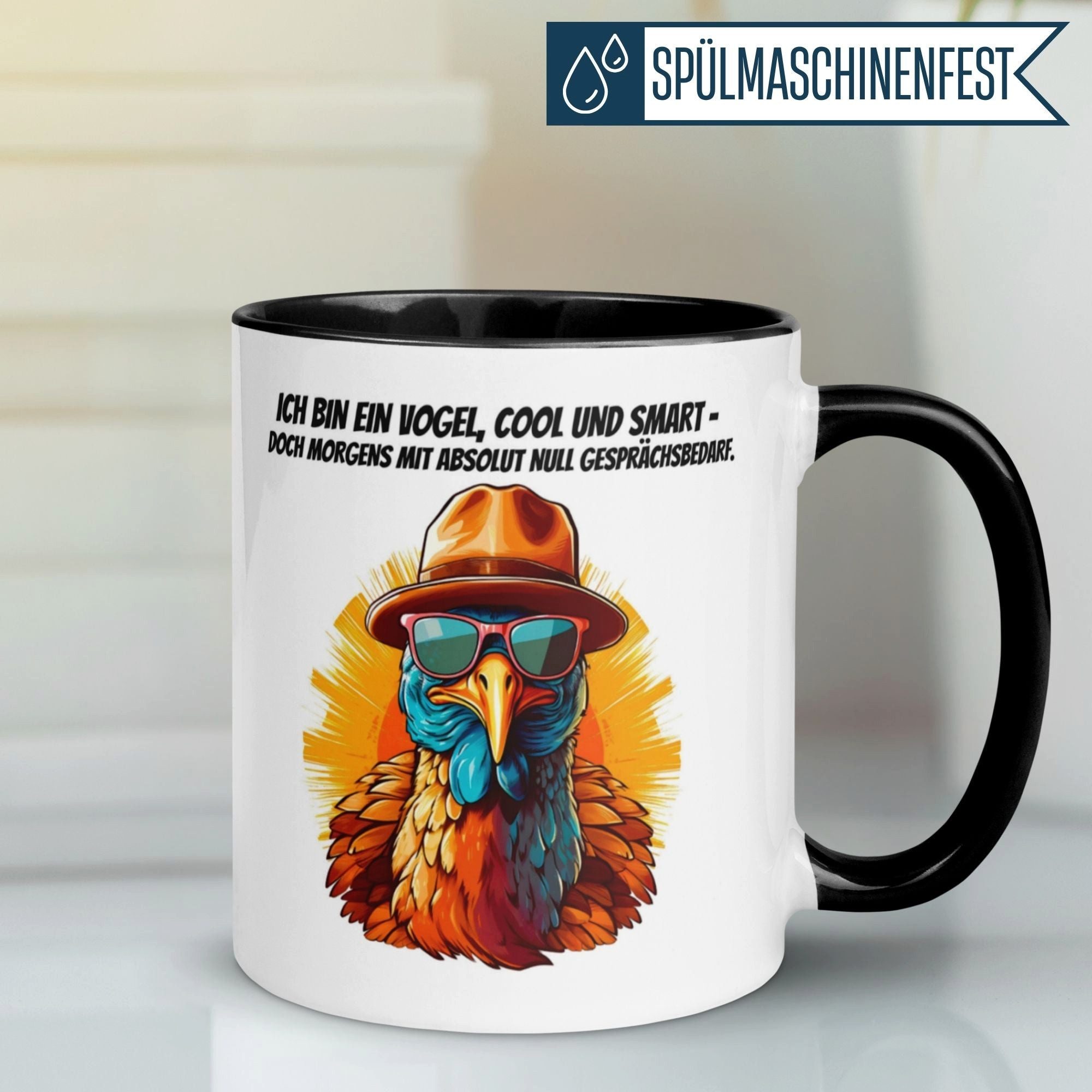 Momentals Tasse Vogel – Morgens Null Gesprächsbedarf – Lustiges Morgenmuffel Geschenk, Gratis Versand · Links-&Rechtshänder · Spülmaschinenfest