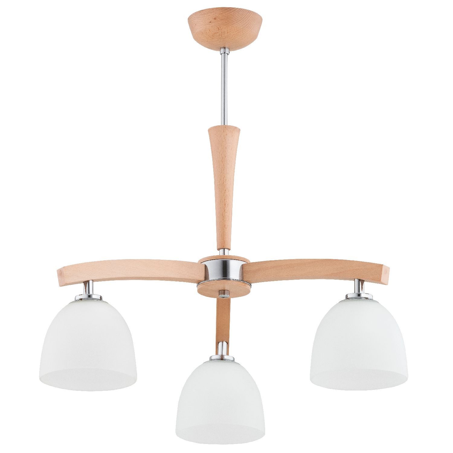 Licht-Erlebnisse Deckenleuchte PEREN, ohne Leuchtmittel, Glas Metall E27 B: 52 cm Natur Weiß 3-flammig länglich Skandinavisch