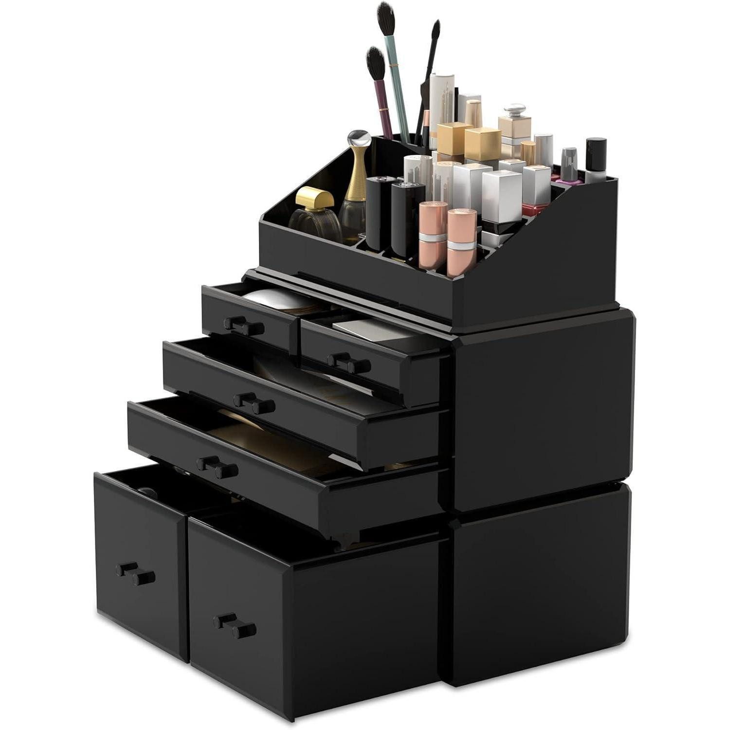 LuxusKollektion Badaccessoire-Set Makeup Organizer XL Schwarz 6 Schubladen günstig online kaufen