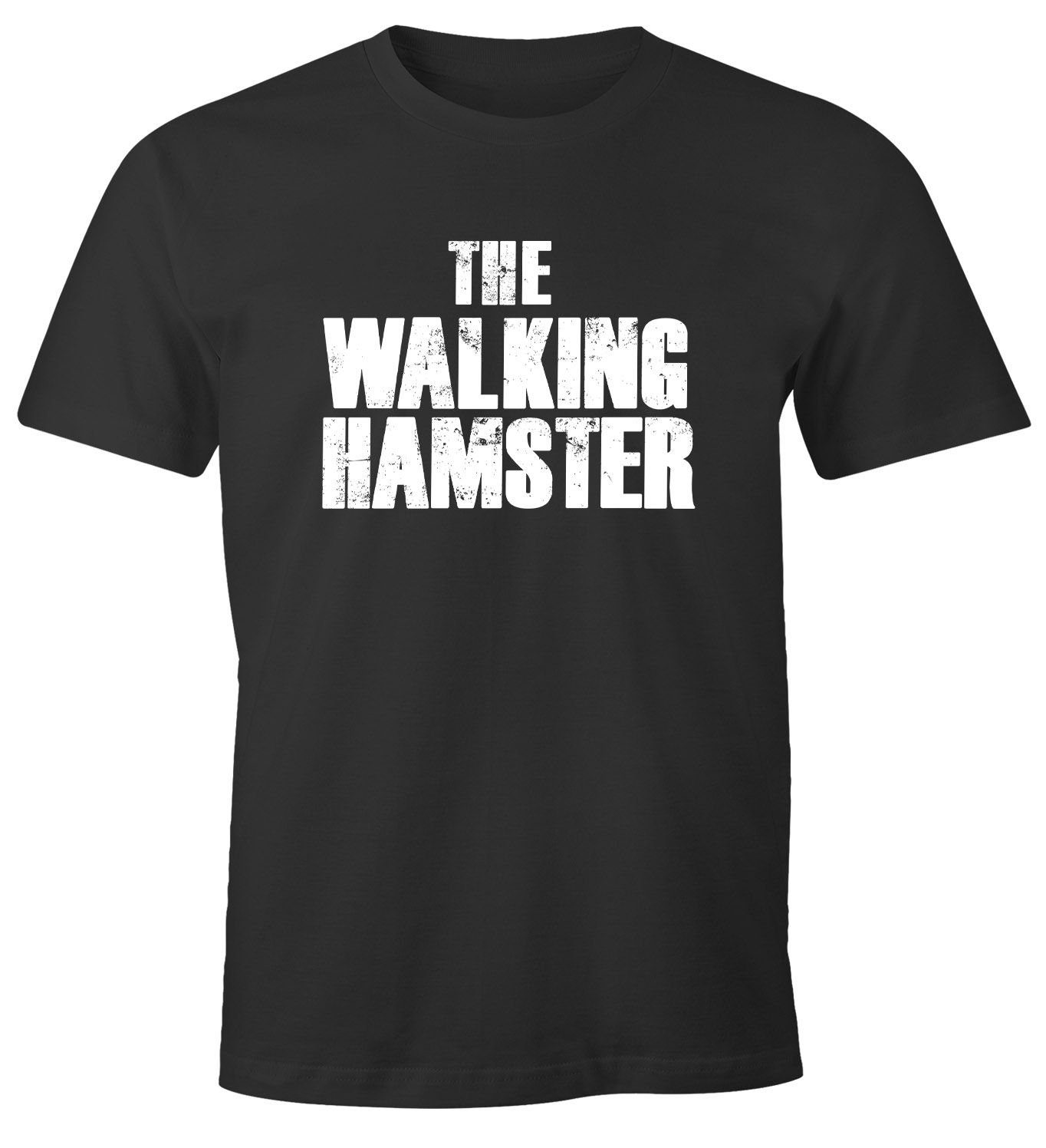 MoonWorks Print-Shirt Herren T-Shirt The walking Hamster Serien Parodie Hamsterkäufe Vorräte hamstern Moonworks® mit Print