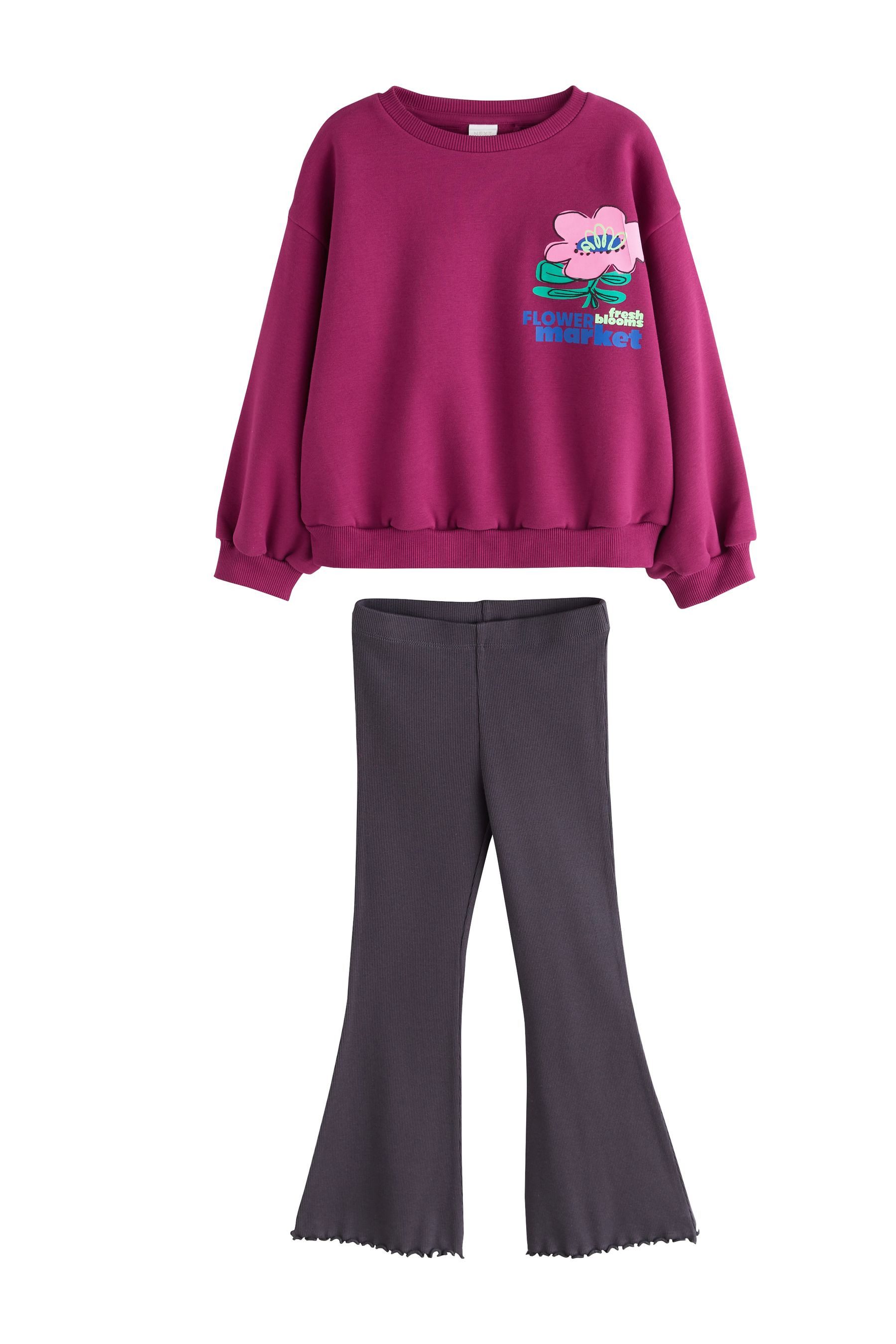 Next Top & Leggings Sweatshirt und ausgestellte Leggings im Set (2-tlg)