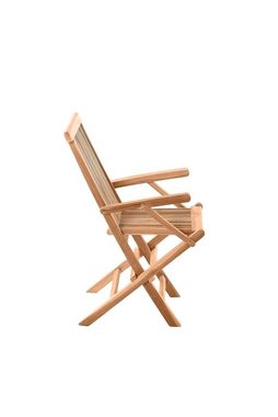 TPFGarden Gartenstuhl TEAKA - 2er Set Gartenlounge-Stühle aus unbehandeltem Teakholz (Klappbare Holzstühle - Belastbarkeit 110 kg - Farbe natur, 2 St), Maße (BxHxT): 55,5x89x51 cm - Sitzfläche (BxHxT): 43x45x37,5 cm
