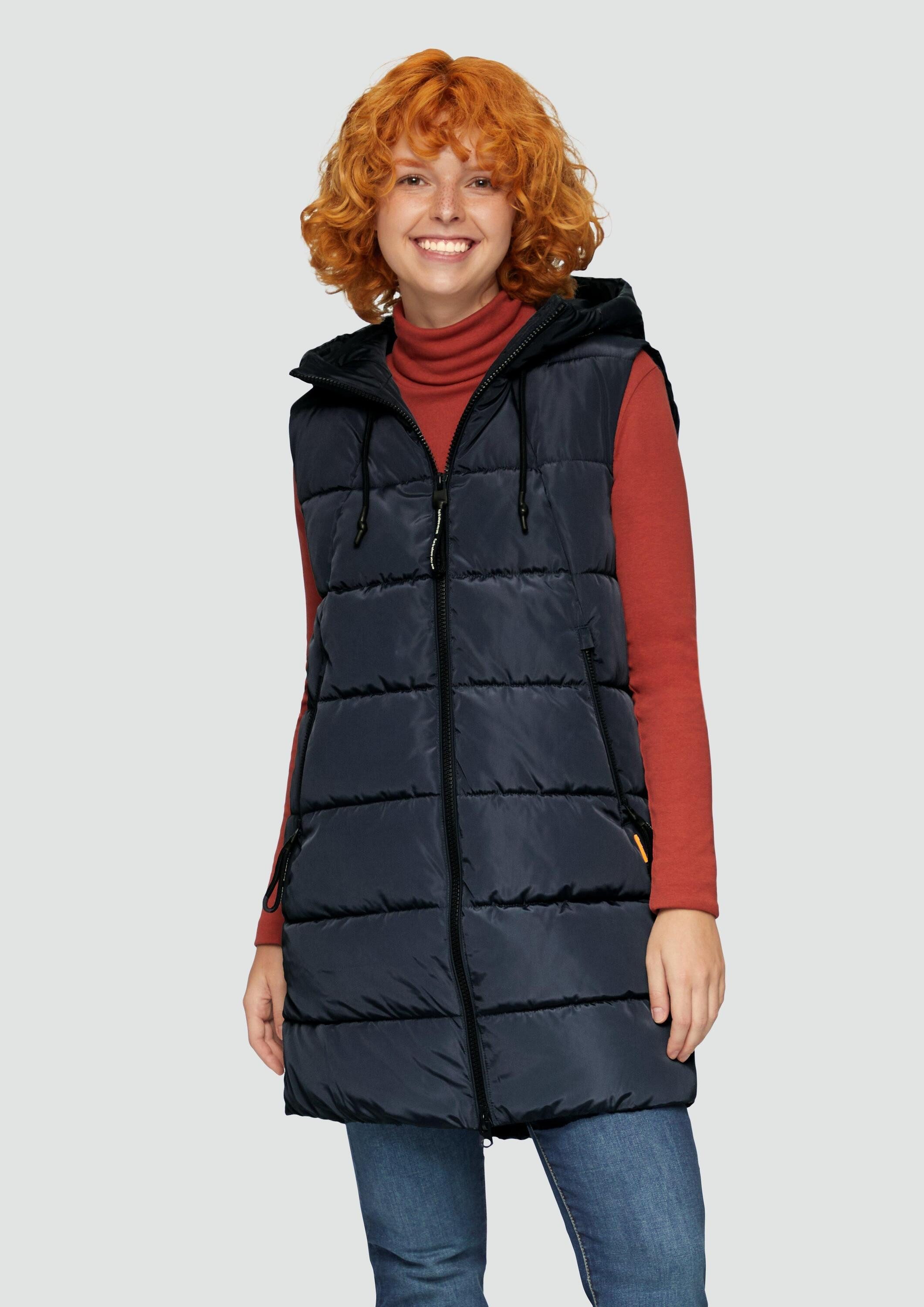 QS Outdoorjacke Outdoor-Weste Gesteppte Outdoor-Weste mit Kapuze