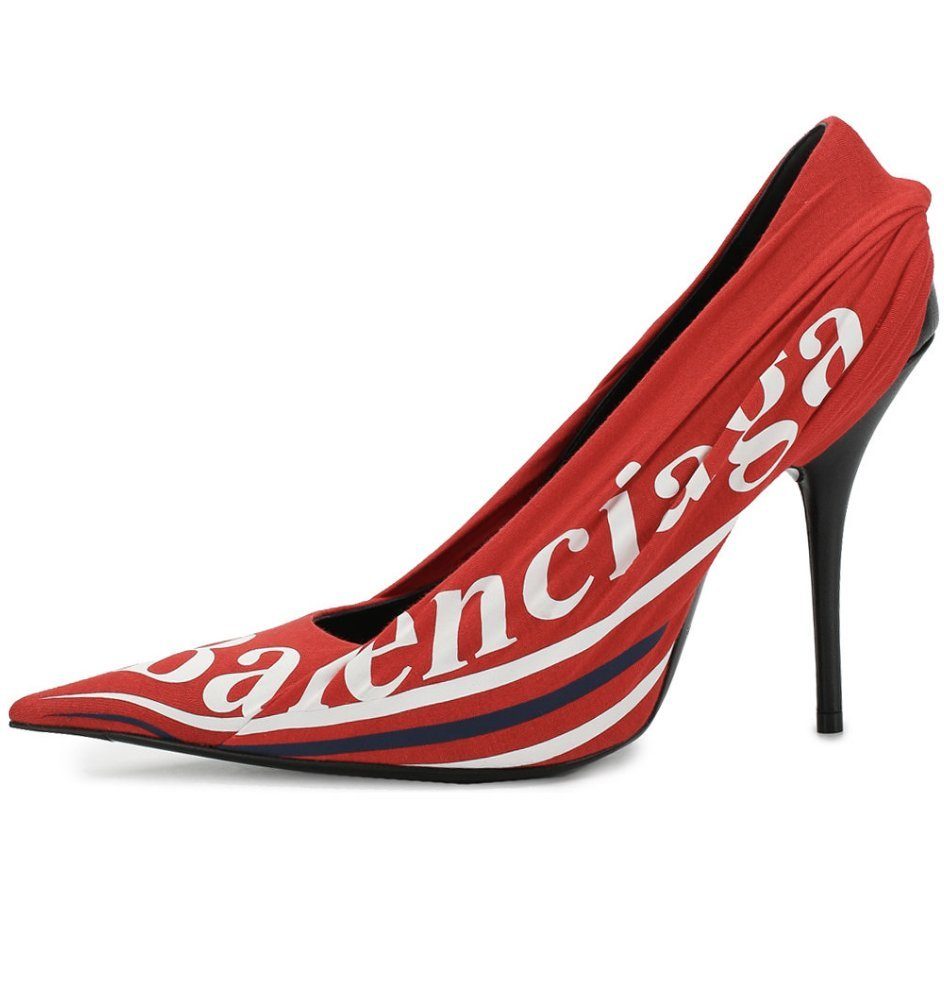 Balenciaga BALENCIAGA CREPE KNIFE 110 RUCHED LOGO JERSEY PUMPS SHOES HIGH-HEELS S Туфлі