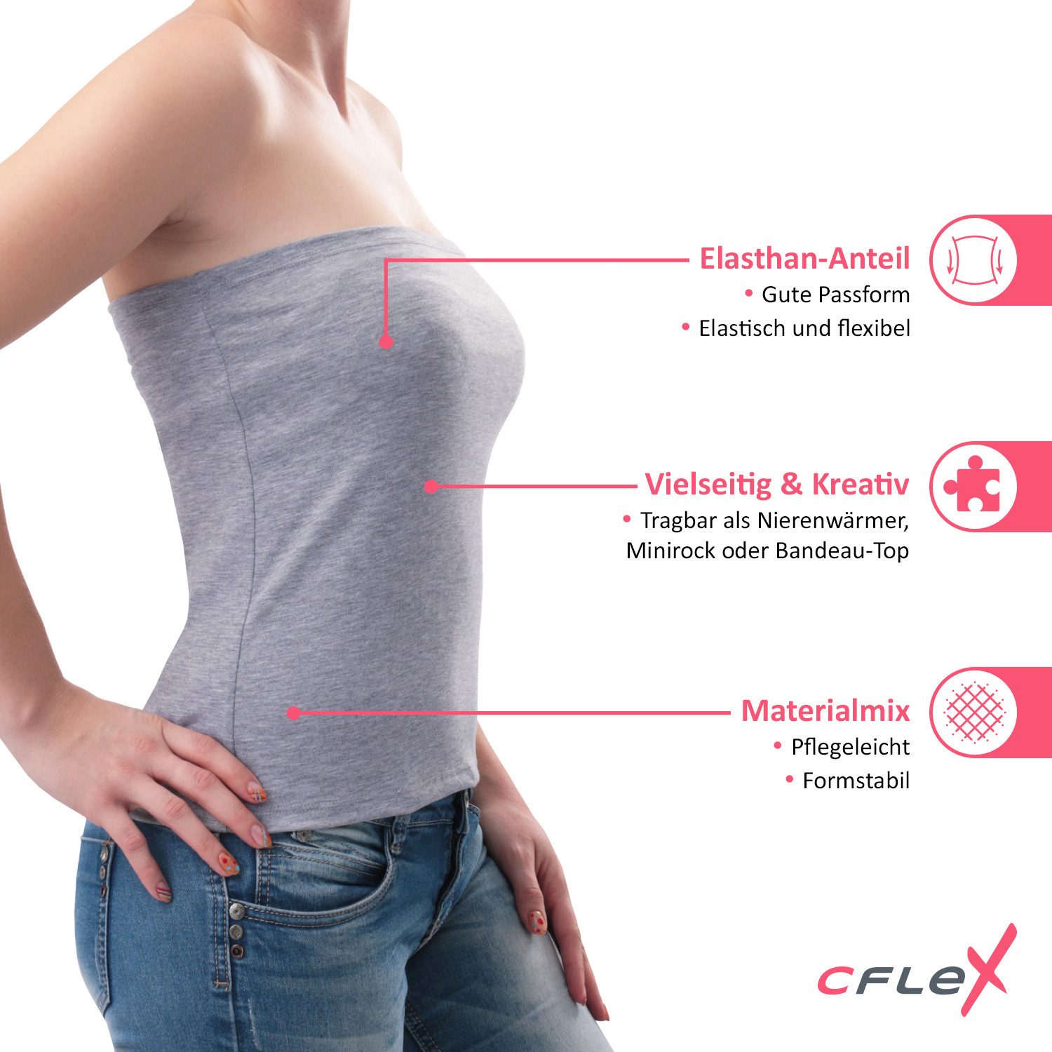 CFLEX Bandeautop Variotube Damen Tube-Oberteil, Shirtverlängerung & Minirock