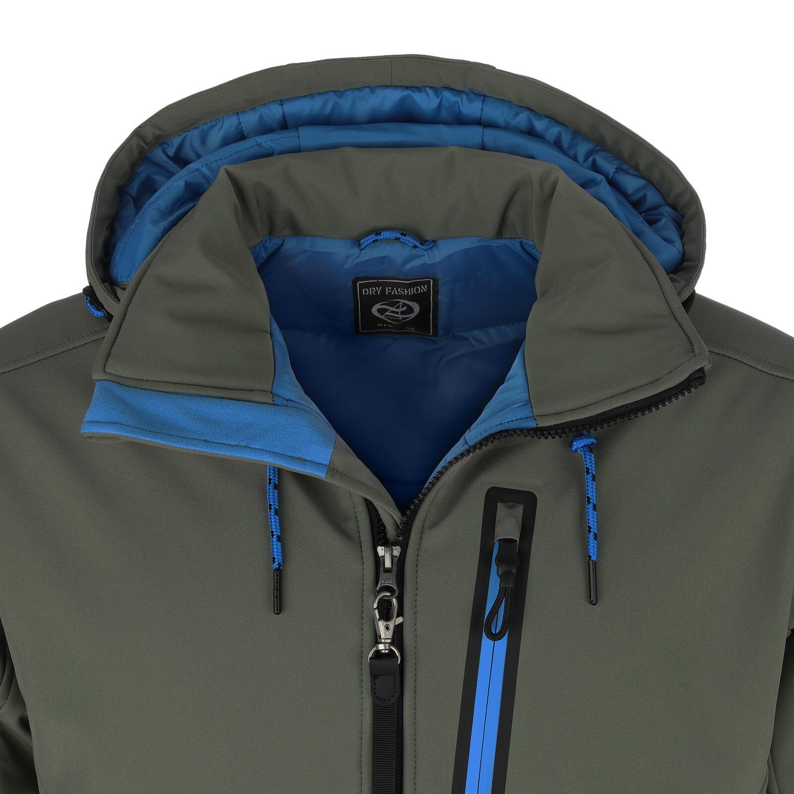 Dry Fashion Softshelljacke Gotland Herren Outdoor-Jacke - Winterjacke mit Fleece-Innenfutter Futter wattiert, Atmungsaktiv, 2-Wege-Reißverschluss, Kapuze abnehm – Bild 4 von 5