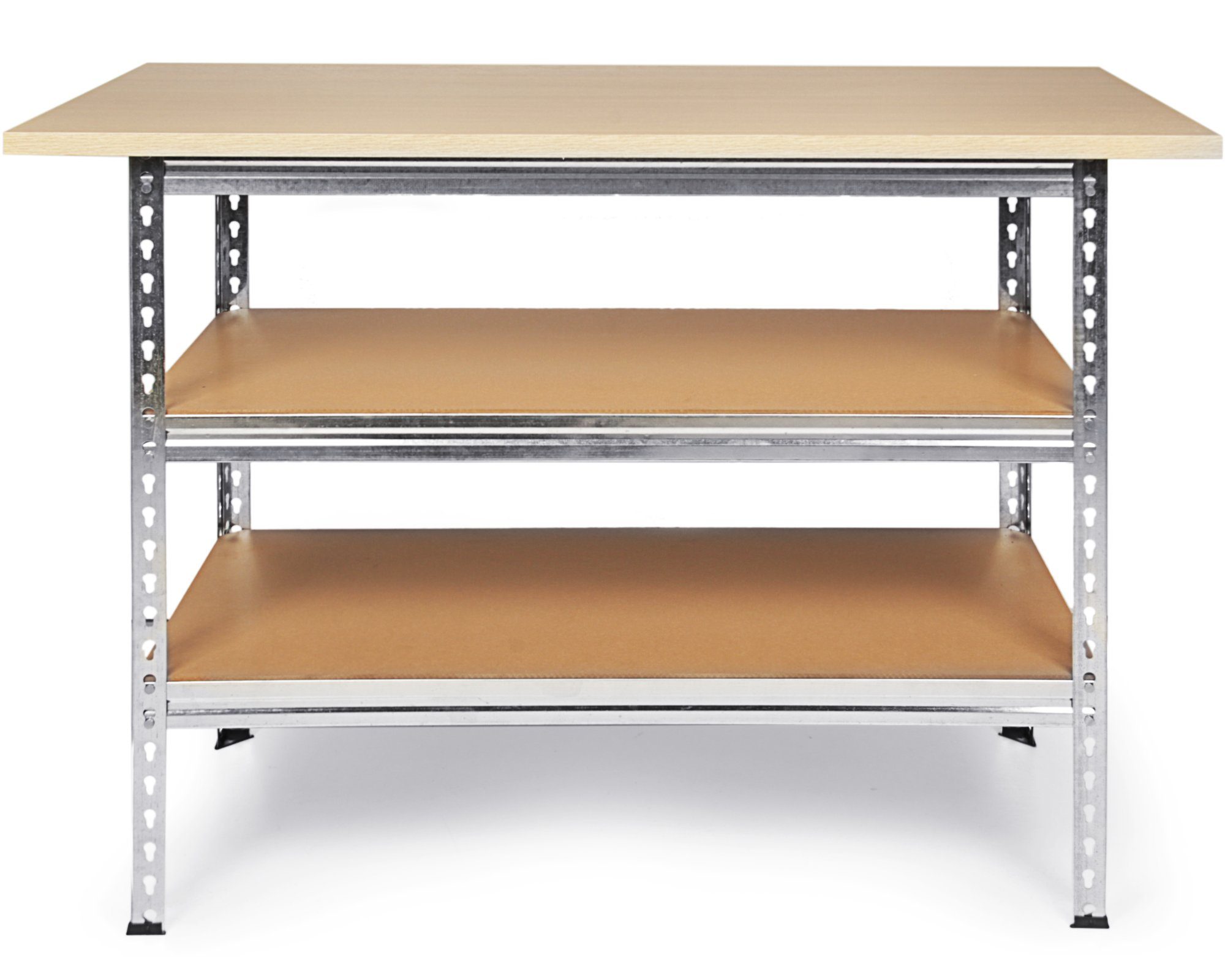 ONDIS24 Werkbank Uwe 120cm Metallregal und Werktisch, höhenverstellbare Einlegeböden, verzinkt, 120 x 60 x 92 (H) cm