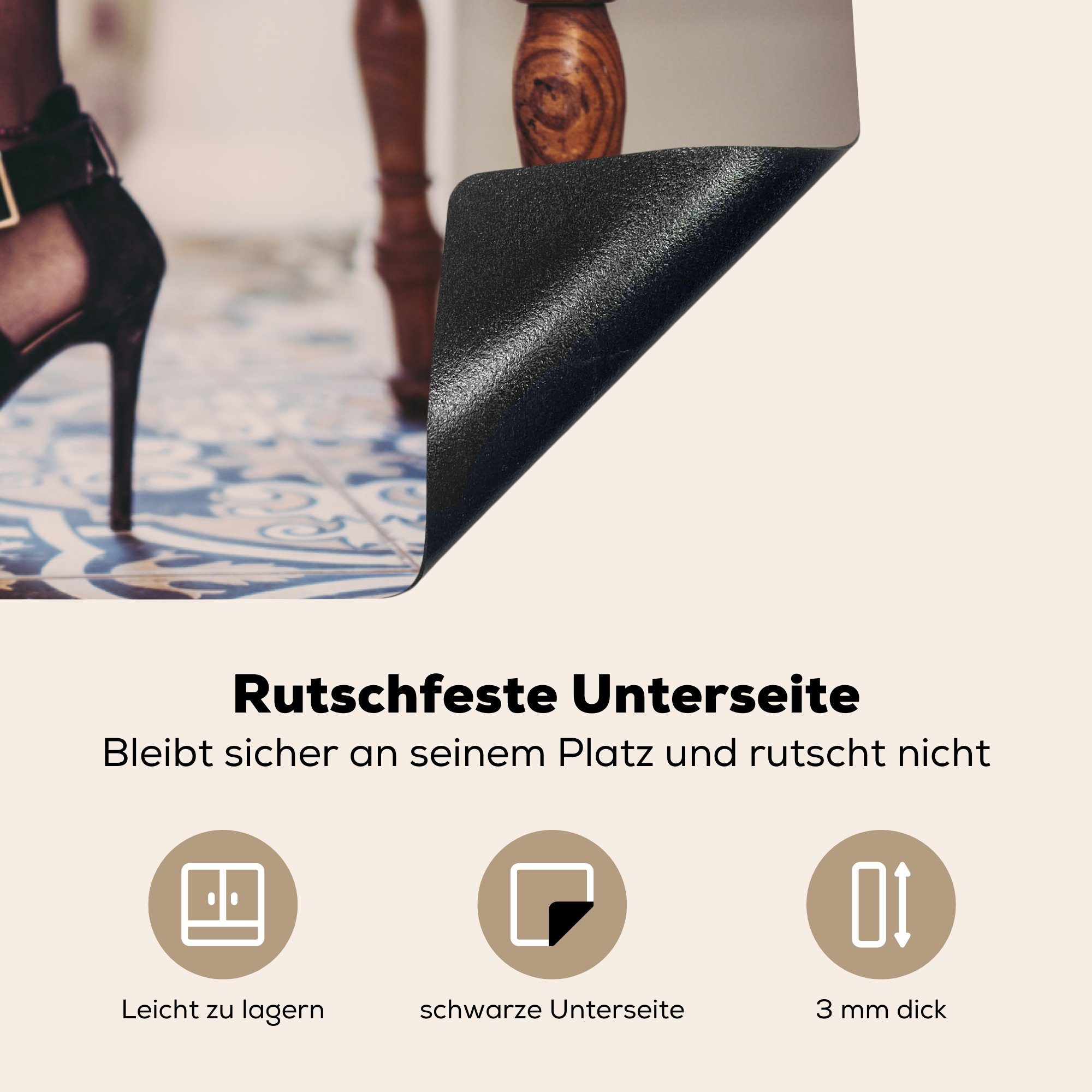 Schutz cm, Ceranfeldabdeckung 81x52 küche, Herdblende-/Abdeckplatte Absätzen, Vinyl, Anziehen (1 tlg), Induktionskochfeld Frau für die beim MuchoWow von